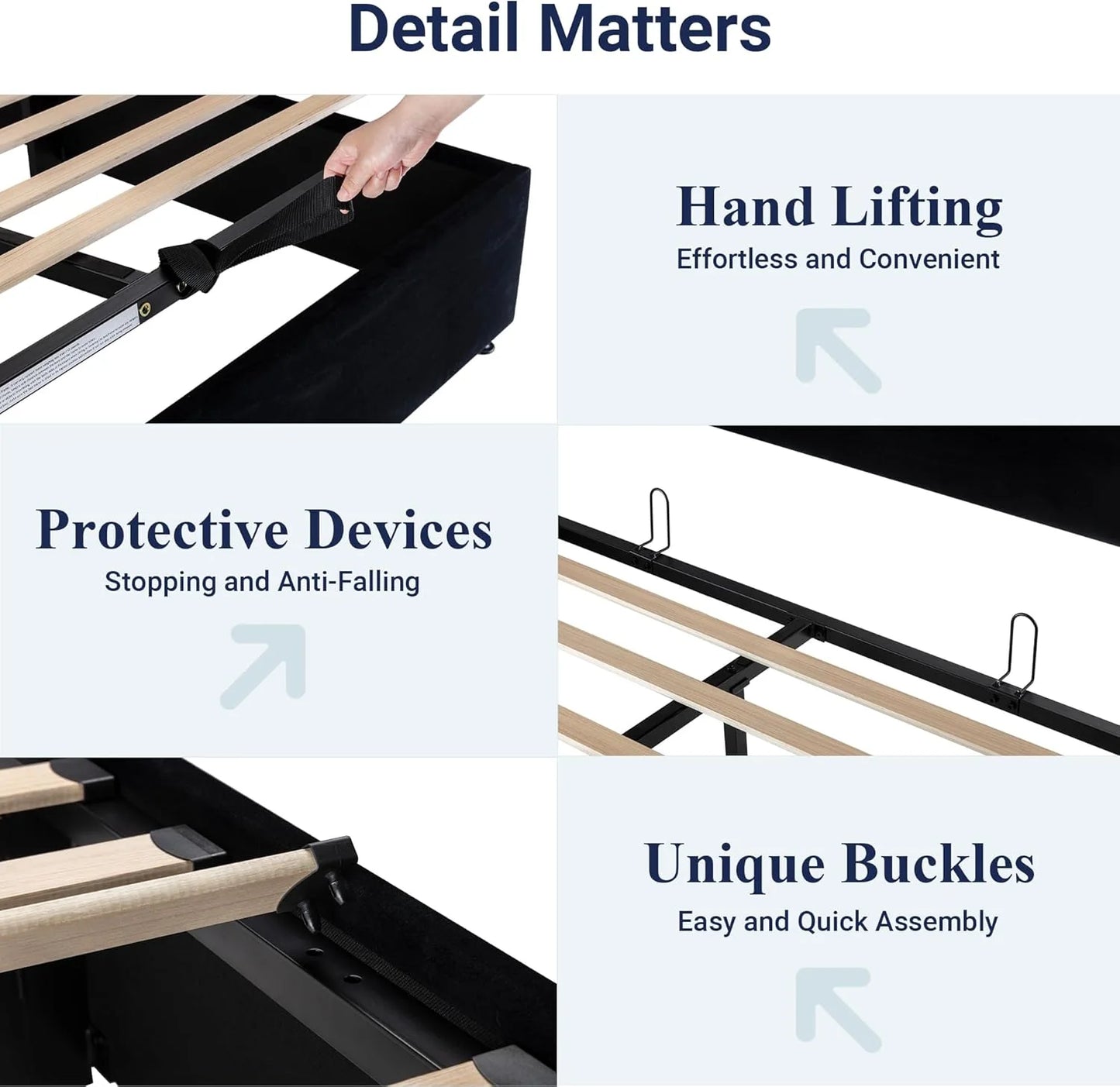 Allewie Queen Size Lift Up Storage Bed, Modern Wingback Headboard, Hydraulic Support, No Box Spring Needed, Light Beige