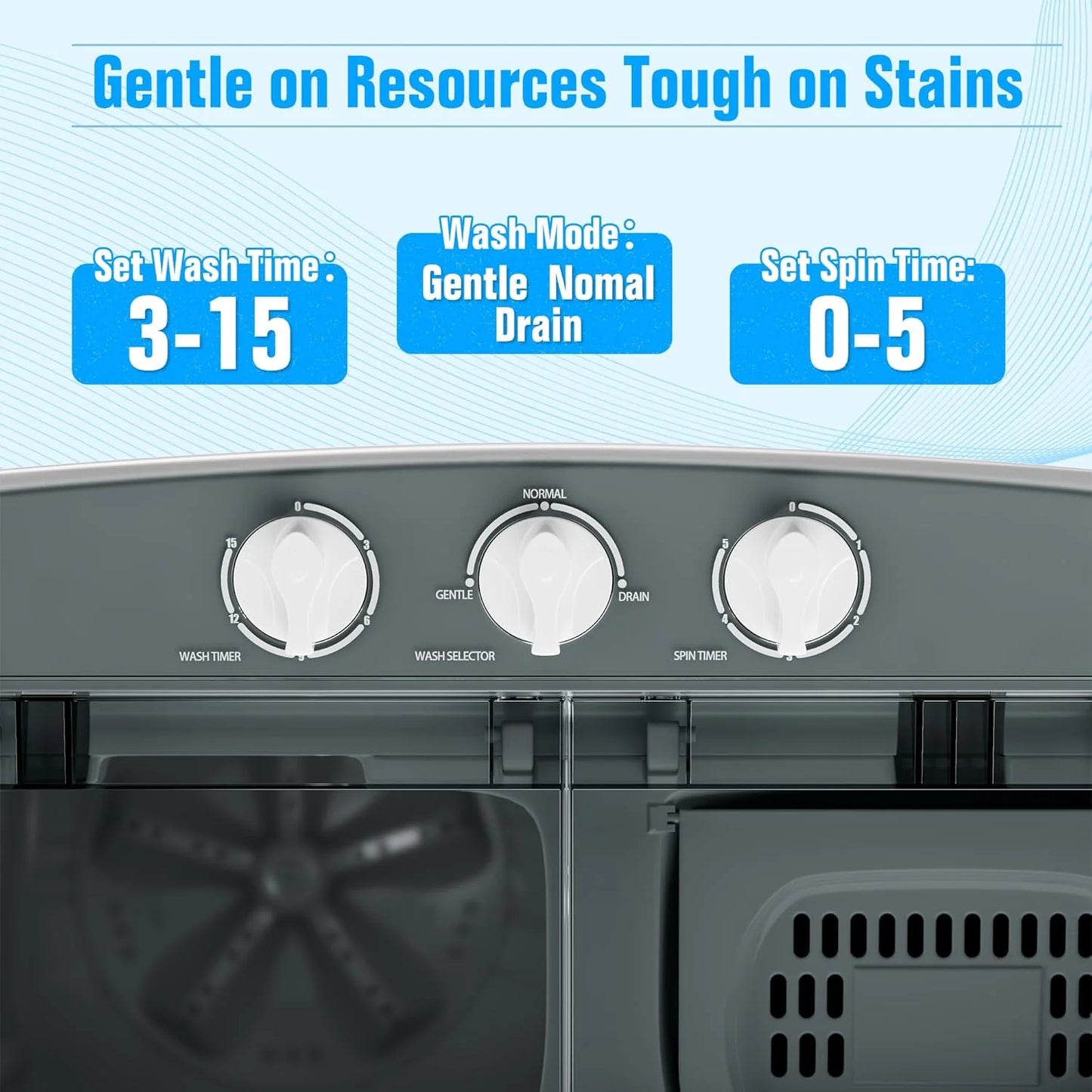 INTERGREAT Portable Washing Machine 16 lb Twin Tub Washing Machine