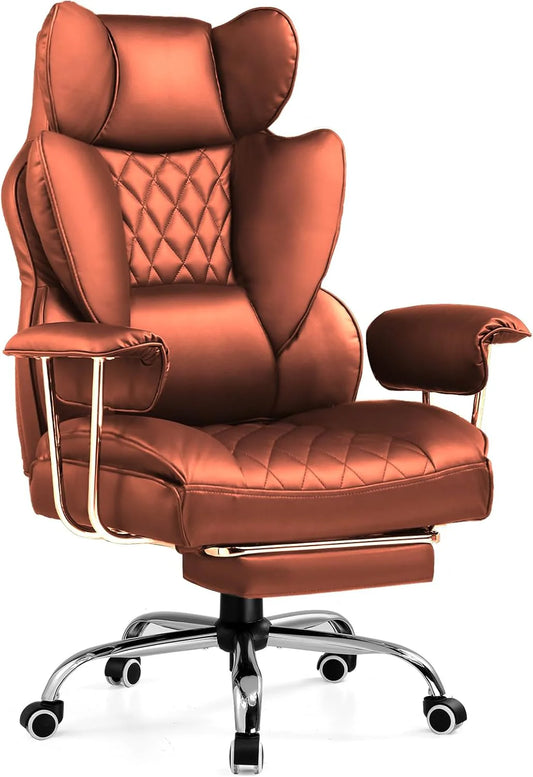 Large high back office chair, high back leather gaming chair with footrest