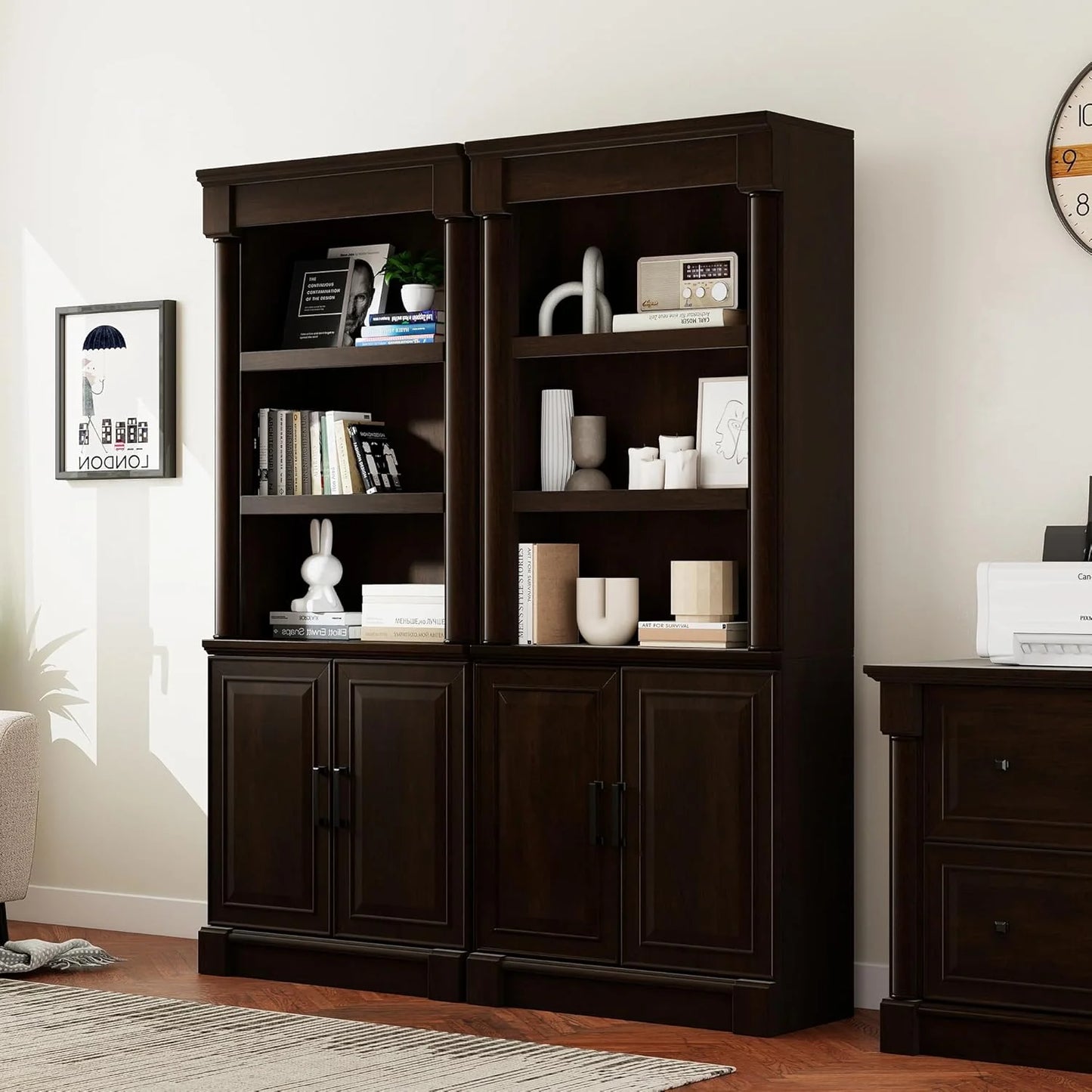 70-Inch Tall White Bookcase 5 Tiers Shelves Open Storage Bookshelf