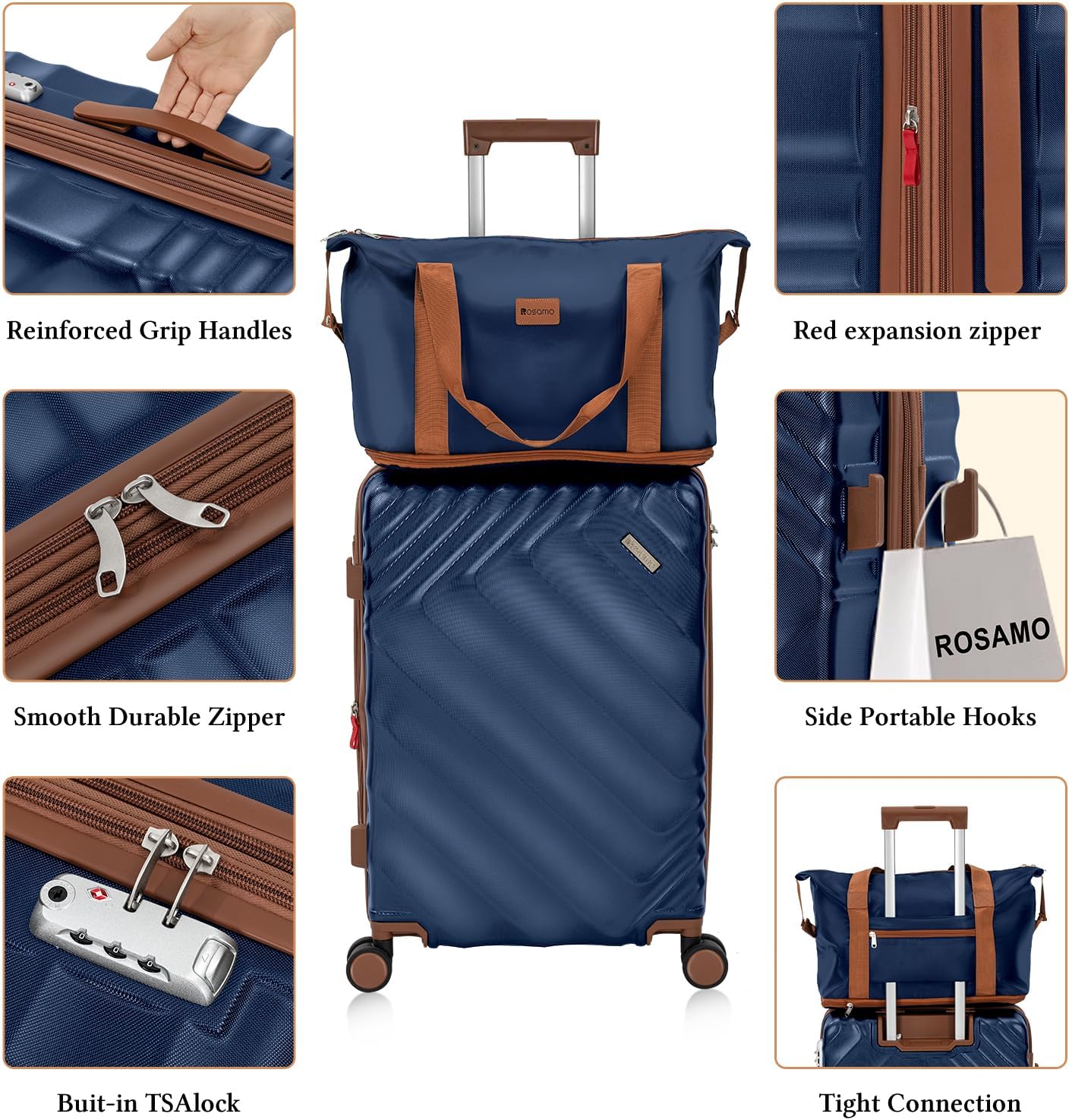 5 piece luggage set expandable suitcase 22x14x9 aviation certified durable waterproof travel set