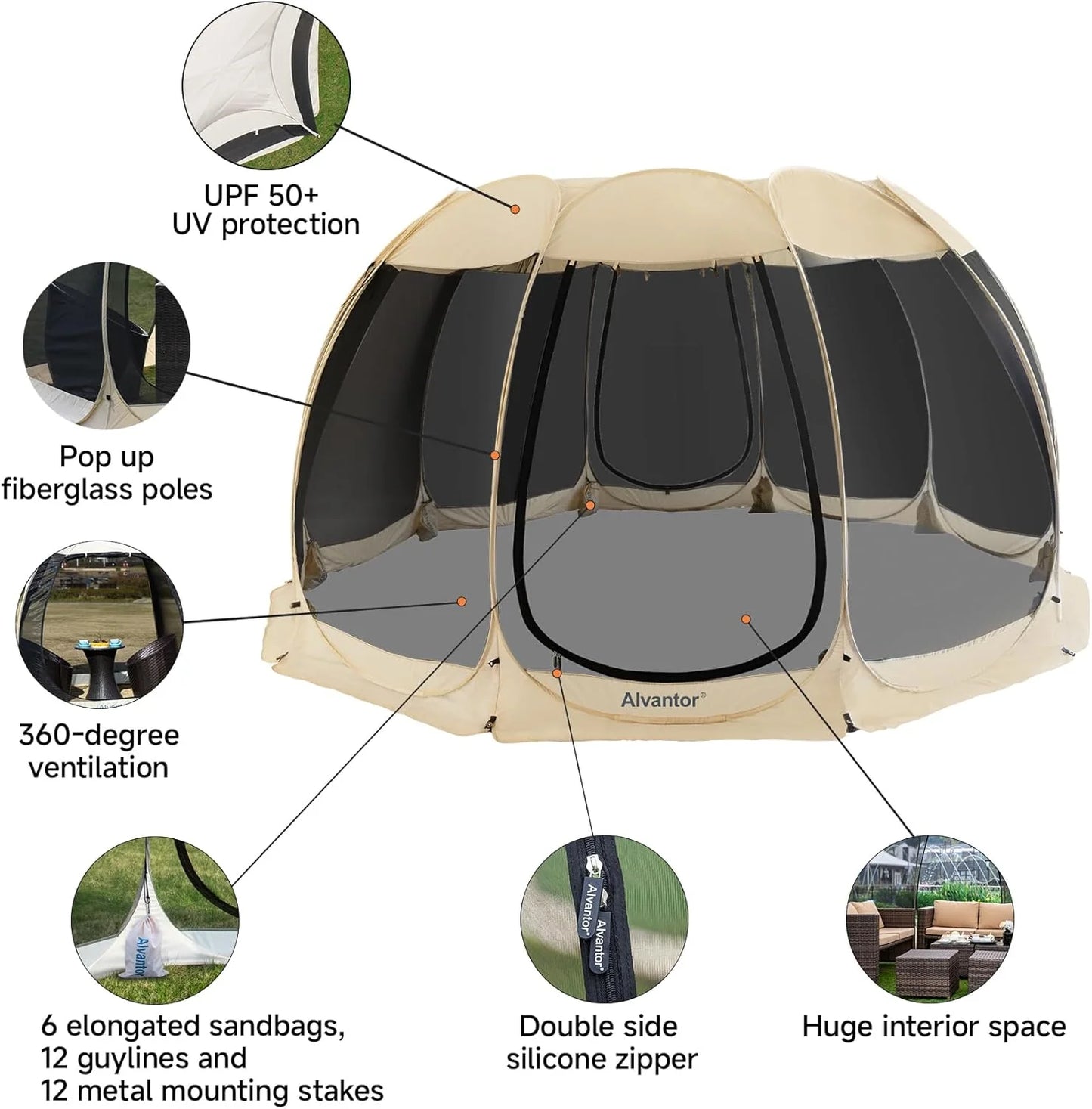 Pop Up Screen House Gazebo Tent with Mosquito Netting Sides