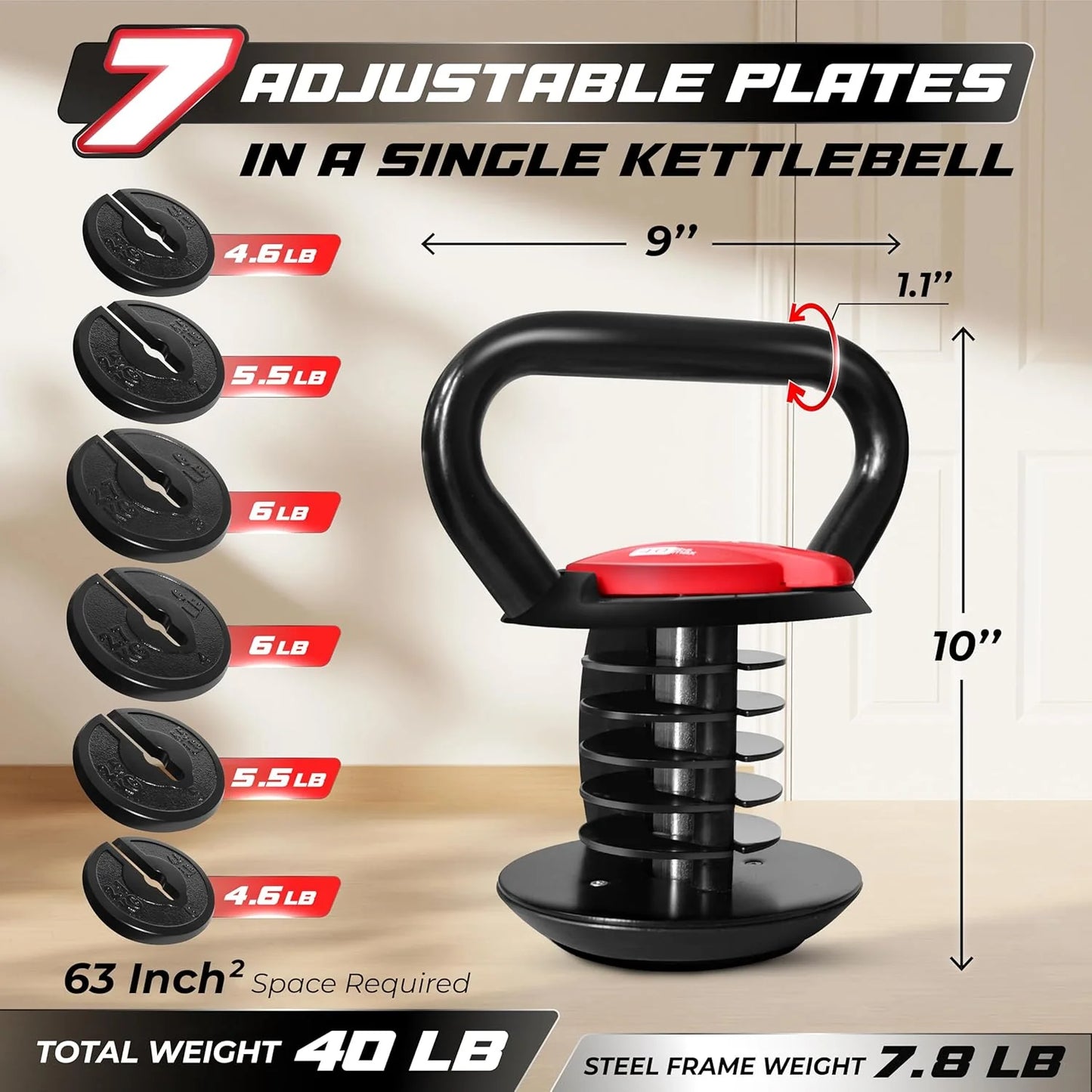 Yes4All Adjustable Kettlebell, Kettle Grip, Kettlebell Handle, Convert to Kettlebells Weight Set