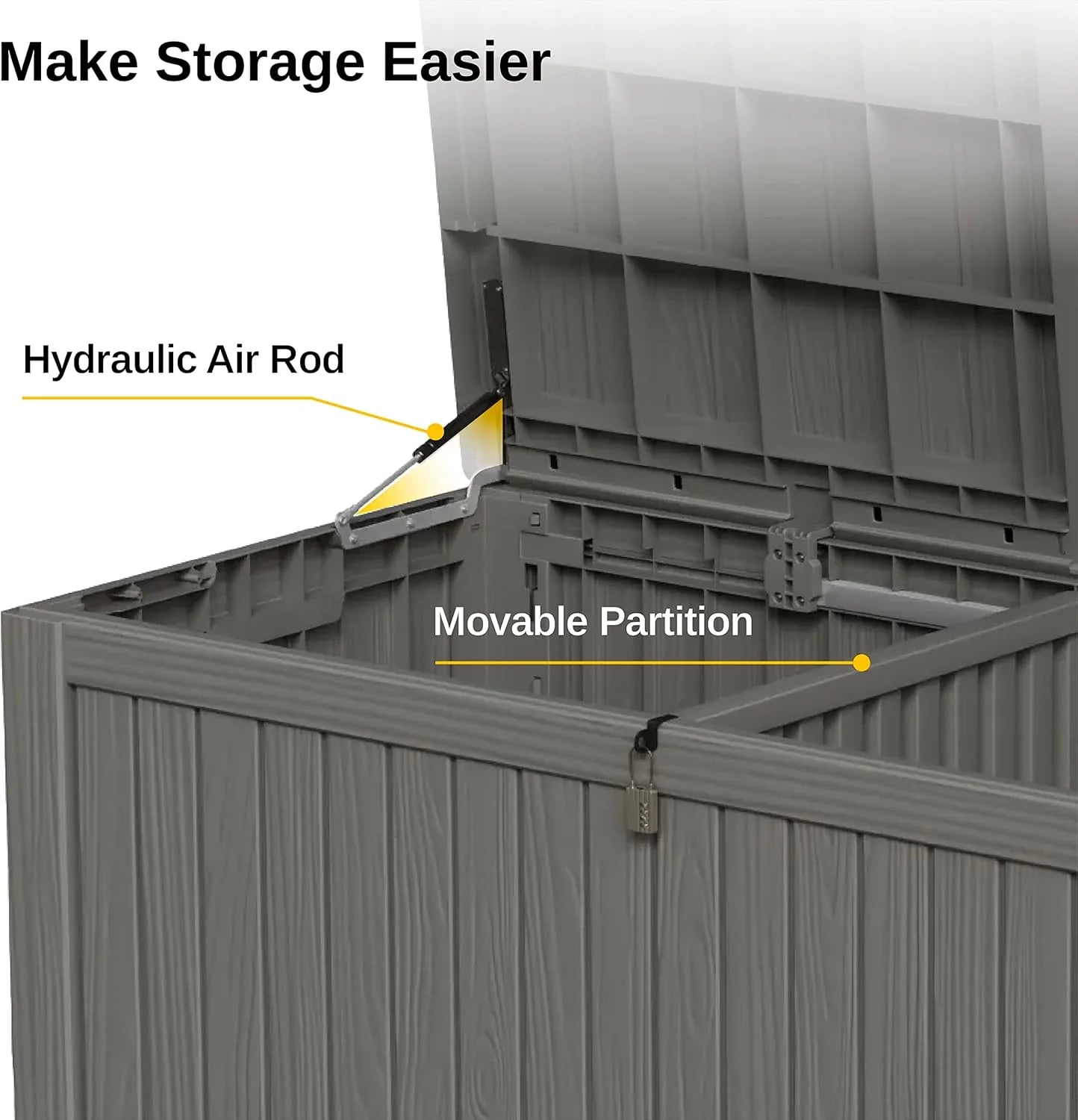 EAST OAK Outdoor Storage Box, 60 Gallon Deck Box Indoor and Outdoor Use, Waterproof Resin Storage Bin