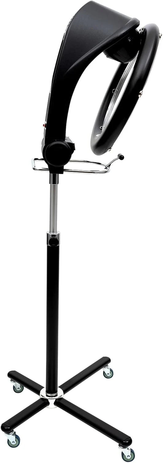 Hair Dryer, 1200W Hair Salon Color Processor Dryer with Infrared Technology, 6 Modes, 360 Efficient Heating, Adjustable Height, Rolling Base for Salon & Home Use, Quiet Care, Black