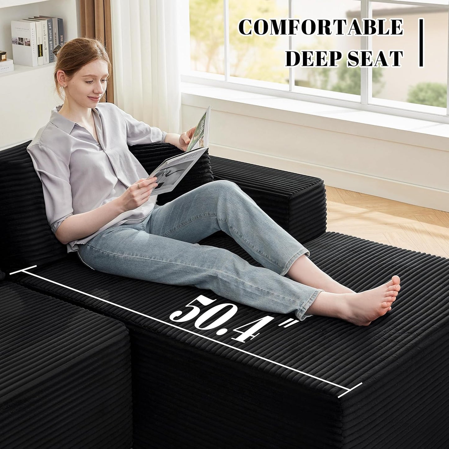 110-inch cloud sofa, boneless sofa in the living room, modular sofa with deep seats