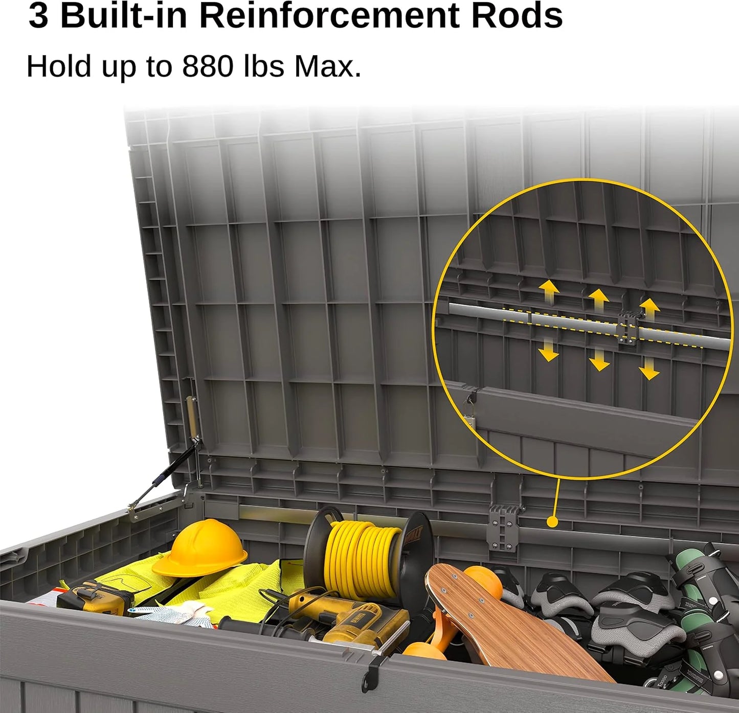 EAST OAK Outdoor Storage Box, 60 Gallon Deck Box Indoor and Outdoor Use, Waterproof Resin Storage Bin