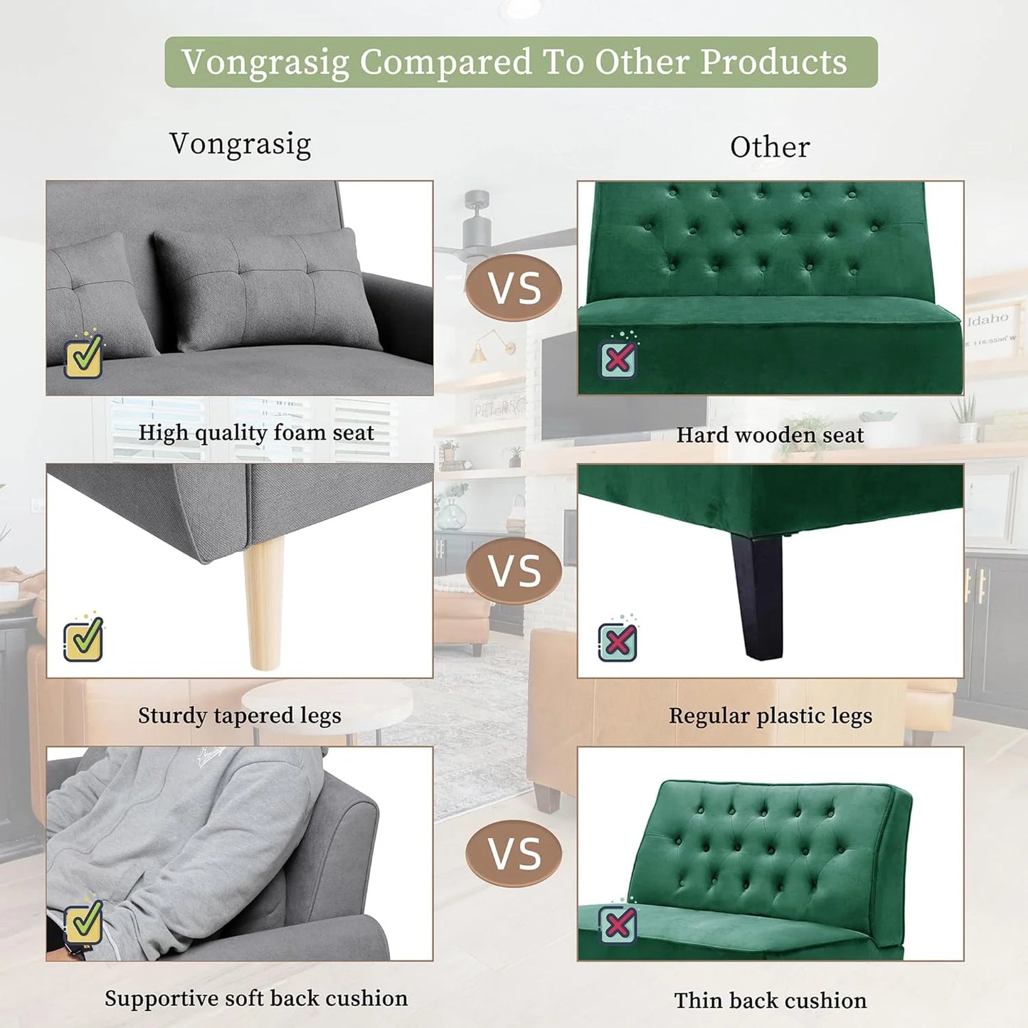 47" Small Modern Loveseat Sofa