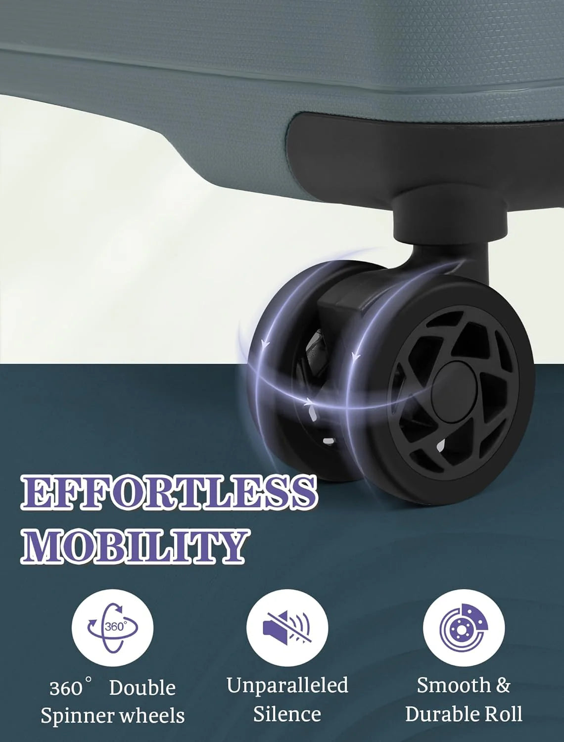 5-piece luggage set with wheels, ABS hardshell suitcase with spinner wheels