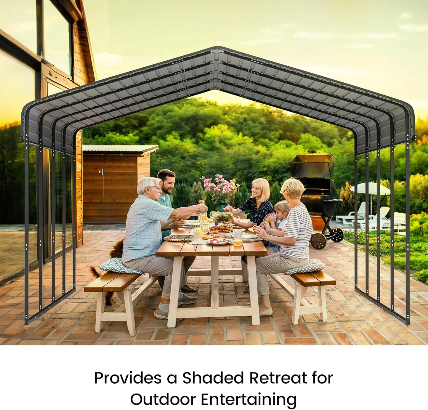 10'x15' Heavy Duty Metal Carport, Outdoor Garage Car Shelter Shade with Heavier Frame
