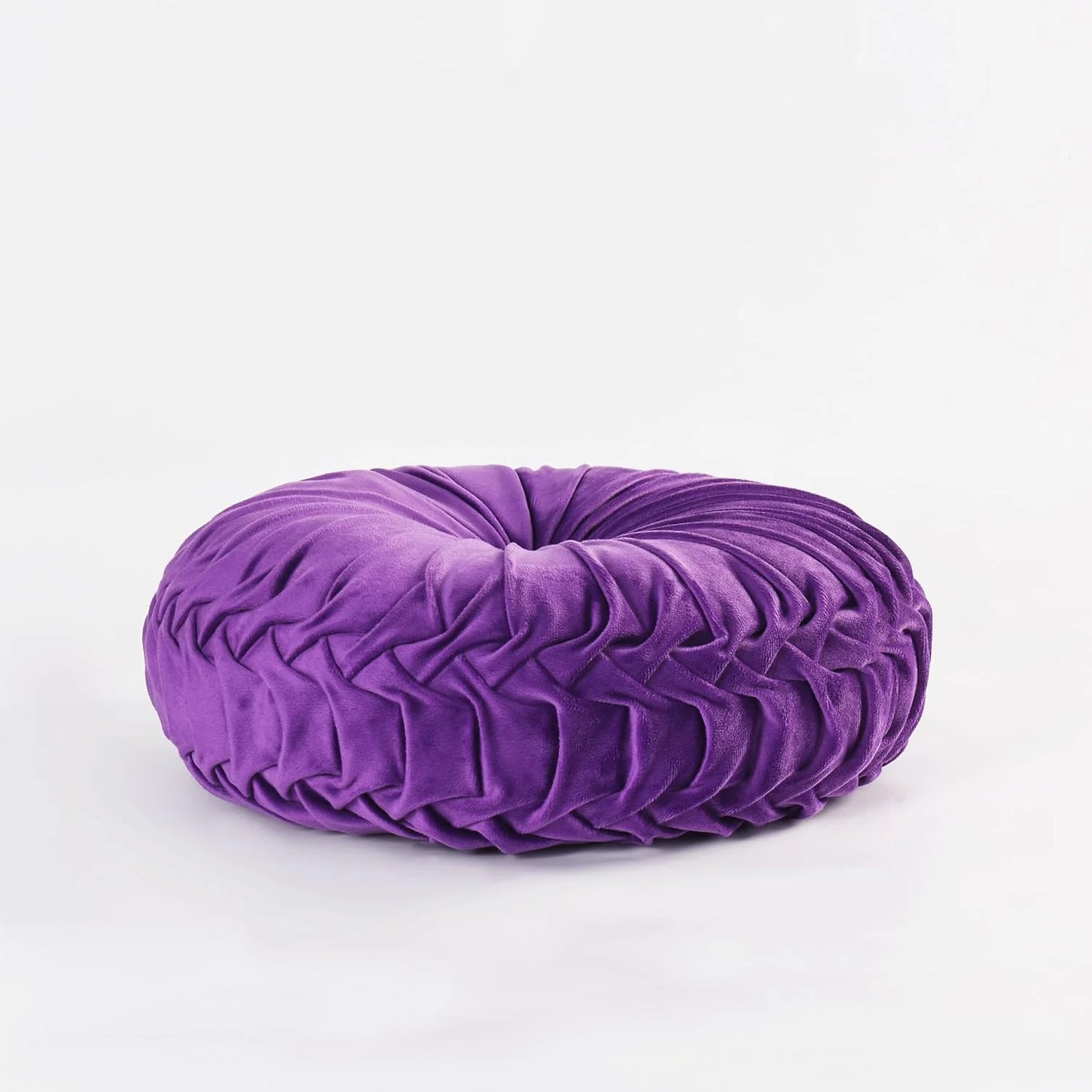 Set of 2 Decorative Round Pleated Throw Pillows