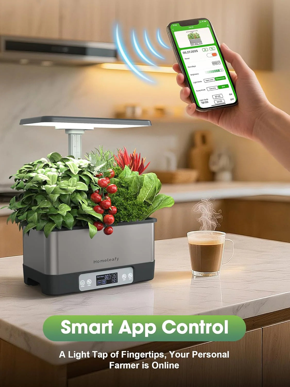 Hydroponic Grow System Kit, 8 Smart Indoor Herb Gardens with WiFi App Control, Seed Pod Kit