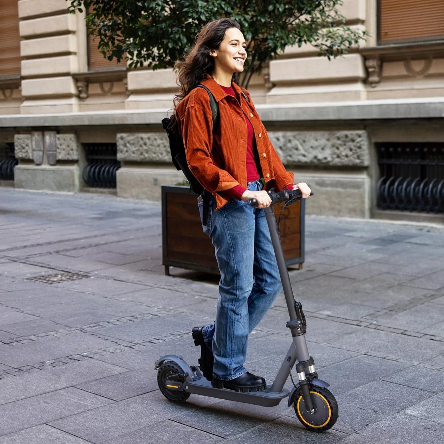 Electric Scooter, 350W/500W Powerful Motor, 8.5"/10" Solid Tires, 19/22Mph, 28/21/12 Miles Range,Dual Braking