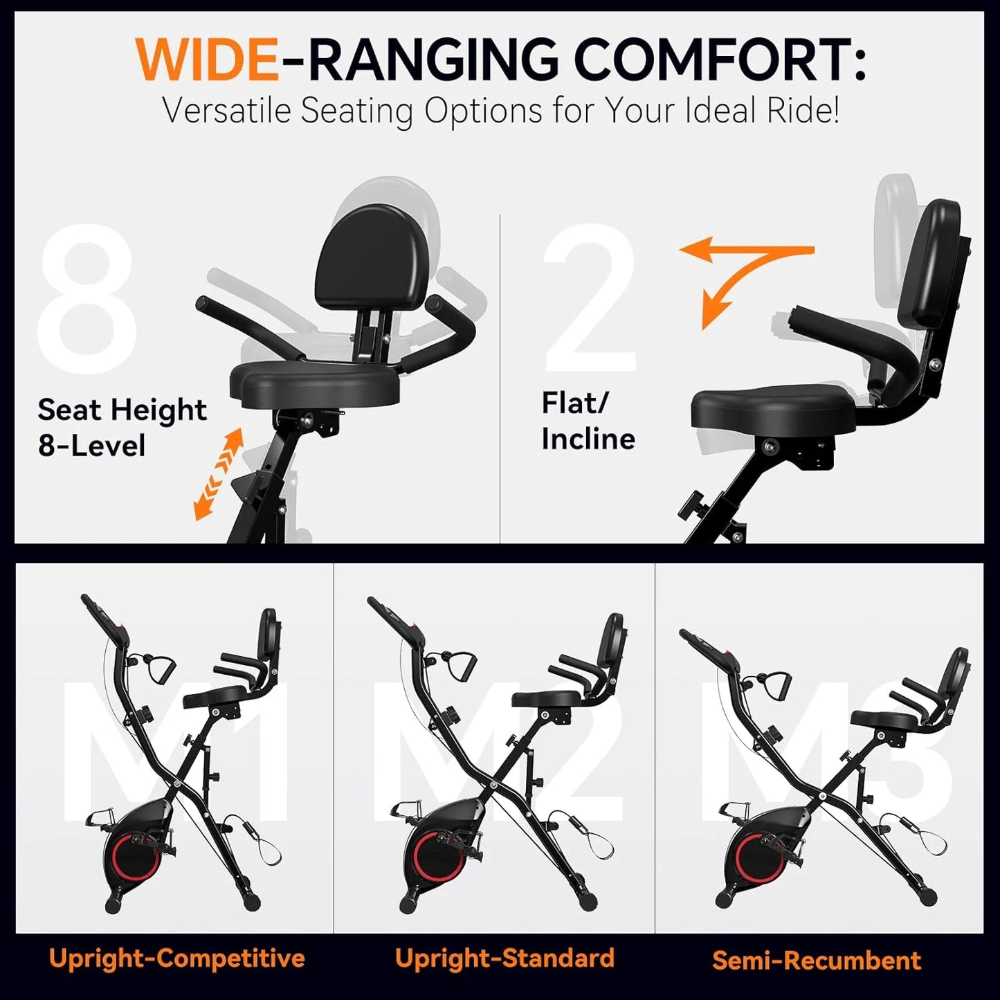 Foldable Exercise Bike Stationary Bikes for Home, 5 IN 1 Indoor Workout Bike, Cycling Bike with 16-Level Quiet Magnetic Resistance, 6.6 LBS Flywheel and 300LBS Capacity, 2025 Designed 817 X-bike