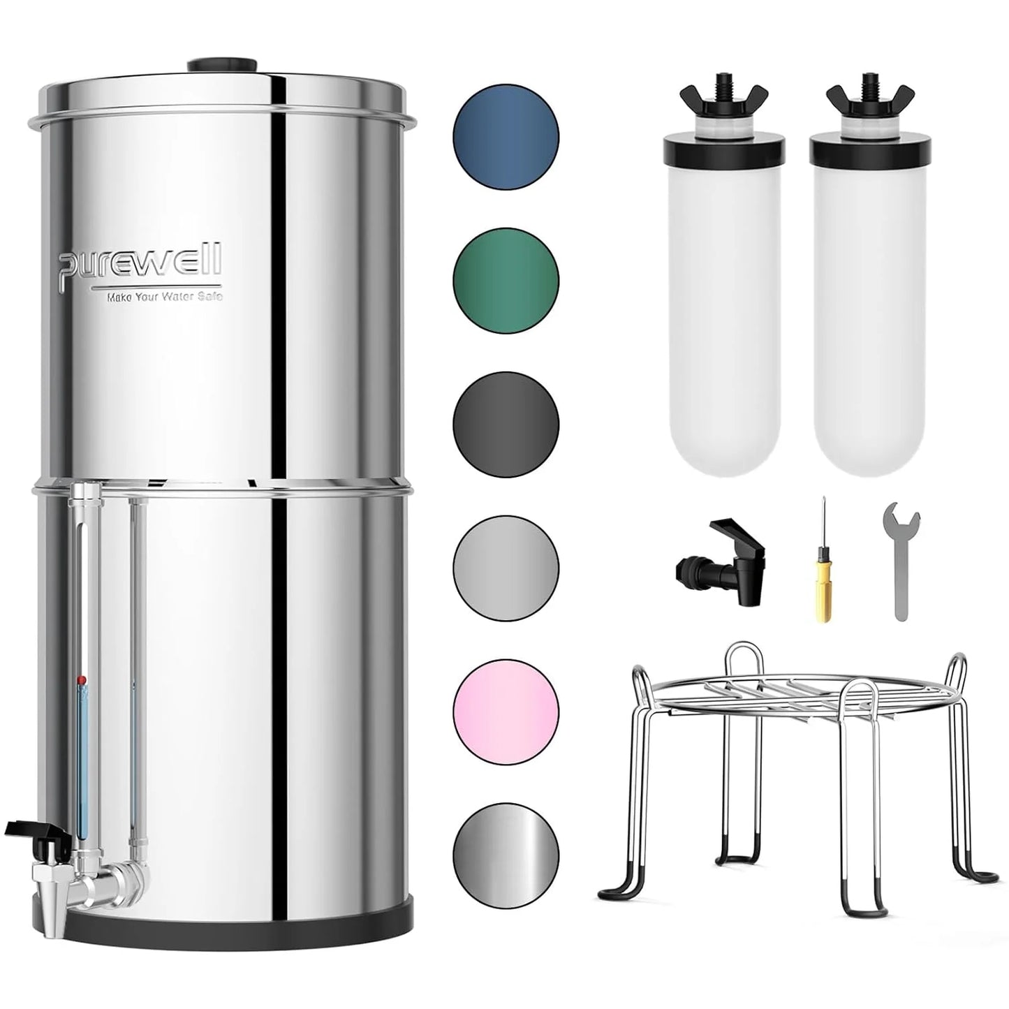Purewell three-stage 0.01μm ultrafiltration gravity water filtration system 304