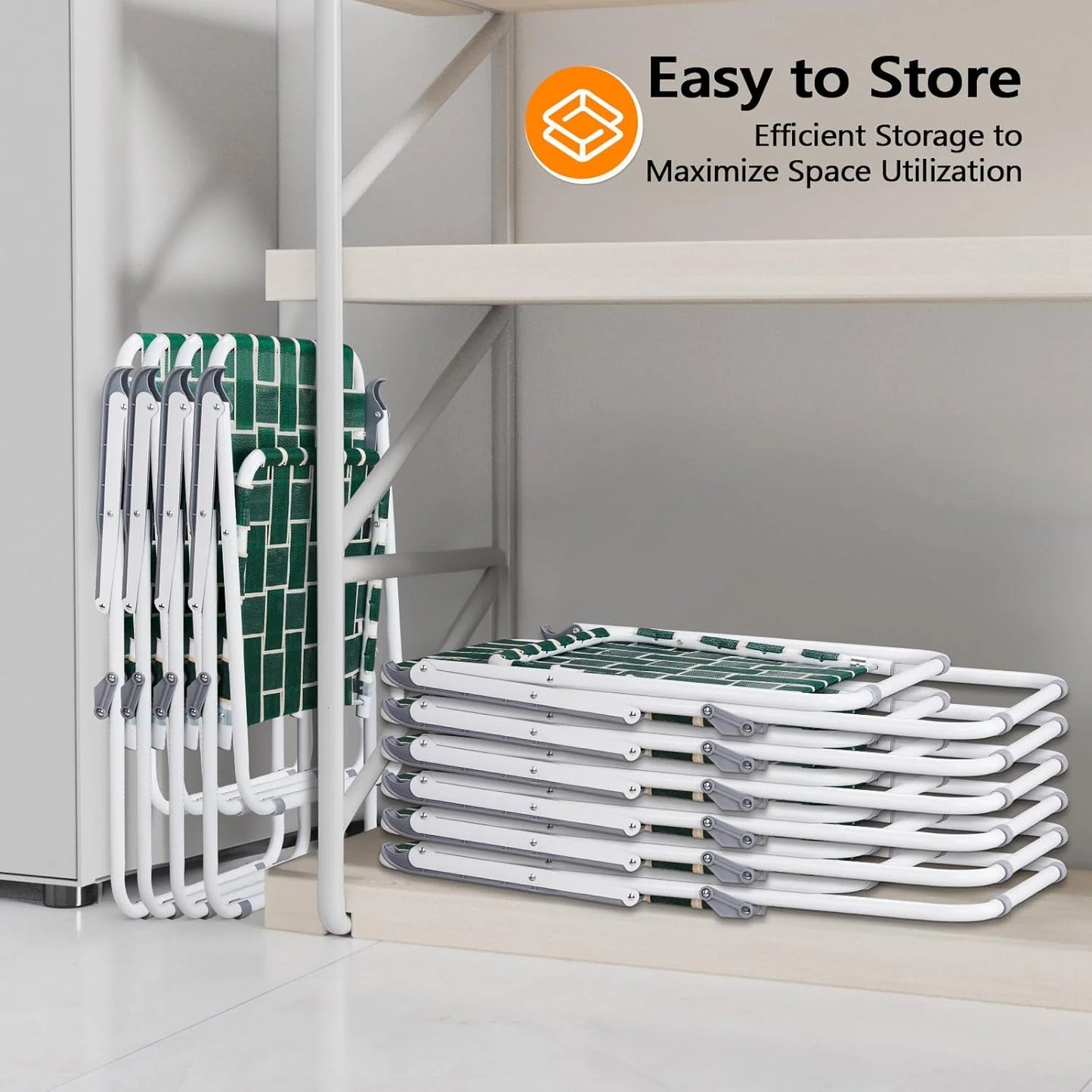 VINGLI Patio Lawn Webbed Folding Chairs Set of 2, Outdoor Beach Portable Lawn Chair Camping Chair Beach Chair