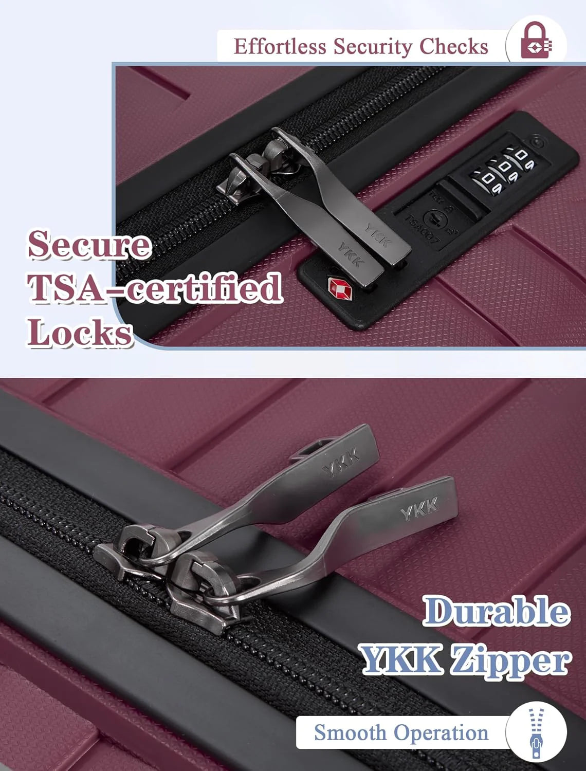 5-piece luggage set with wheels, ABS hardshell suitcase with spinner wheels