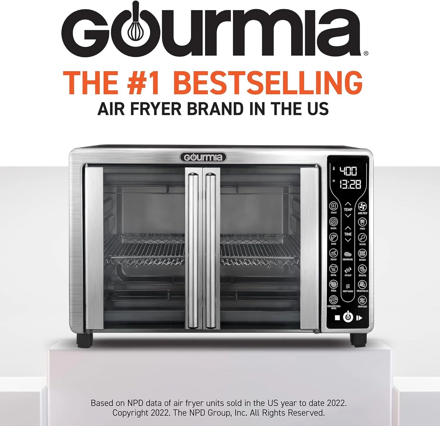 Gourmia Oven Air Fryer Combo with 17 Cooking Presets, 24L Capacity, Convection Rack, Baking Tray, Recipe Book GTF7460