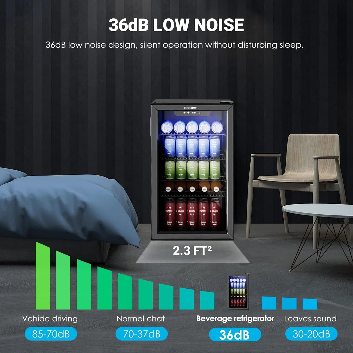 EUHOMY Beverage Refrigerator Cooler, 130 Can Mini Fridge with Glass Door for Soda Beer or Wine, Beverage Cooler for Home, Office, Bar with Adjustable Removable Shelves, Silver