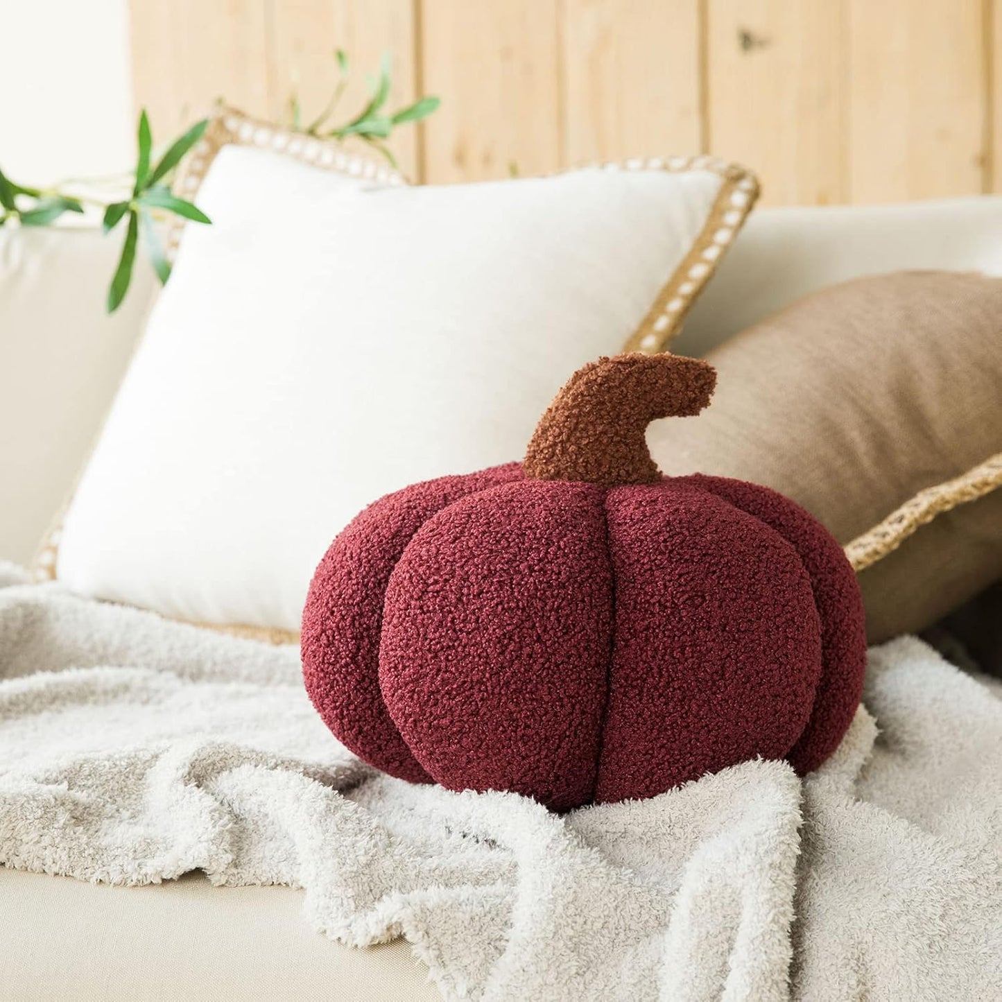 Teddy Fleece Pumpkin Throw Pillows
