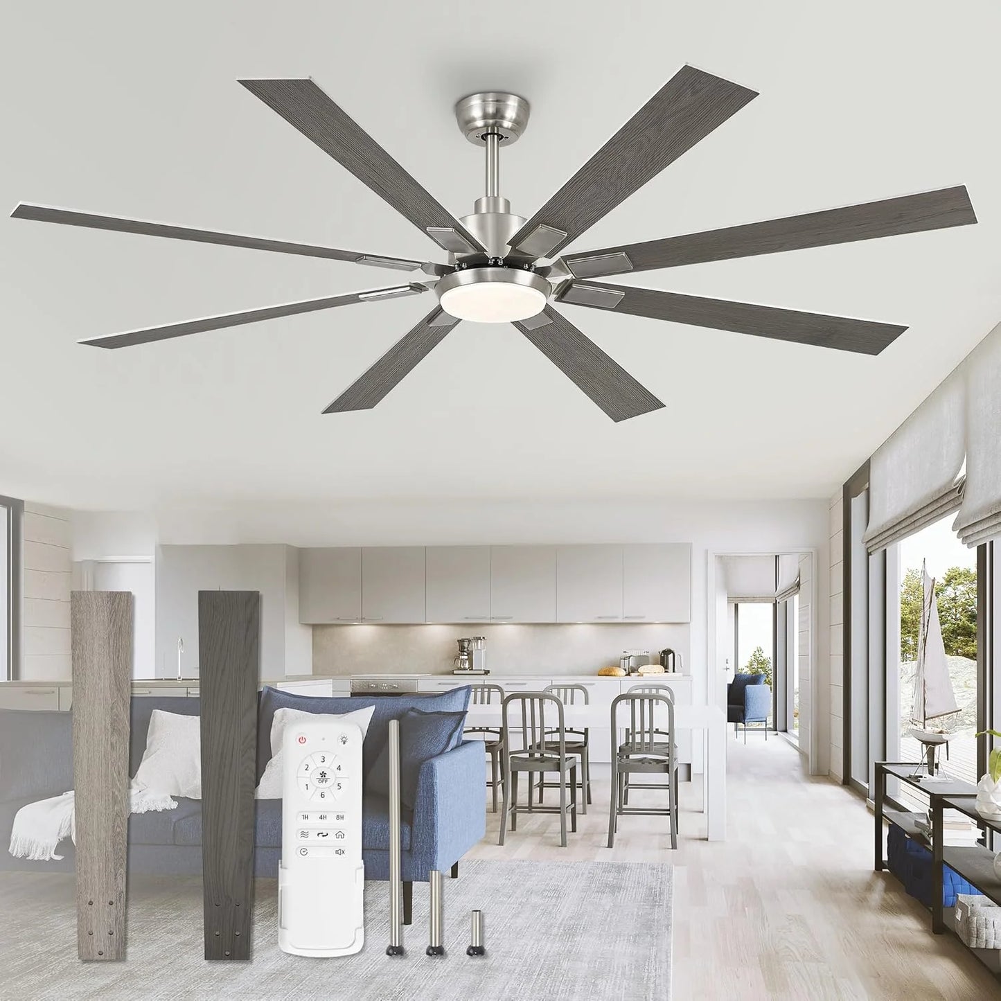 Zmishibo 72-inch large ceiling fan with lighting and remote indoor/outdoor
