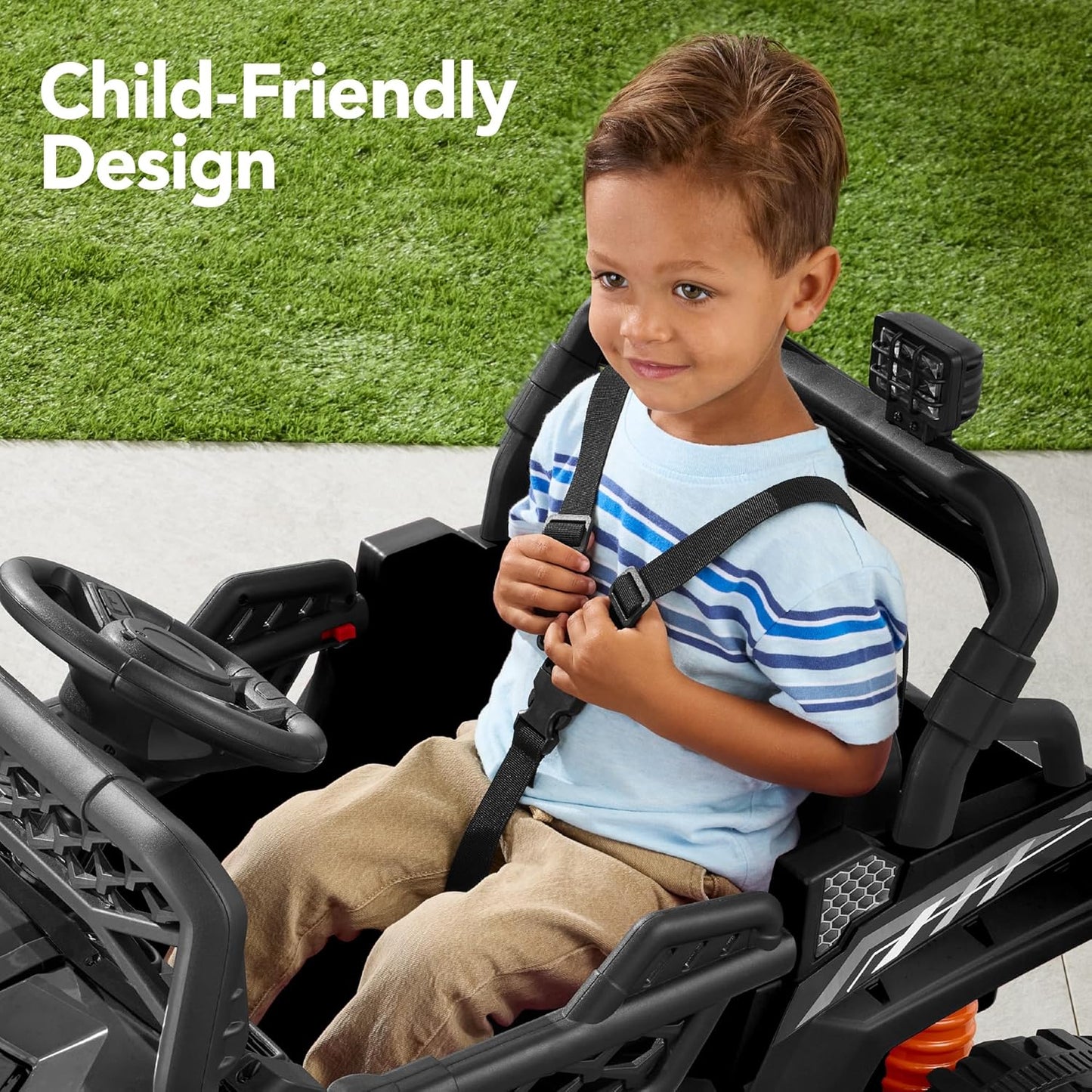 Children's black UTV electric children's car