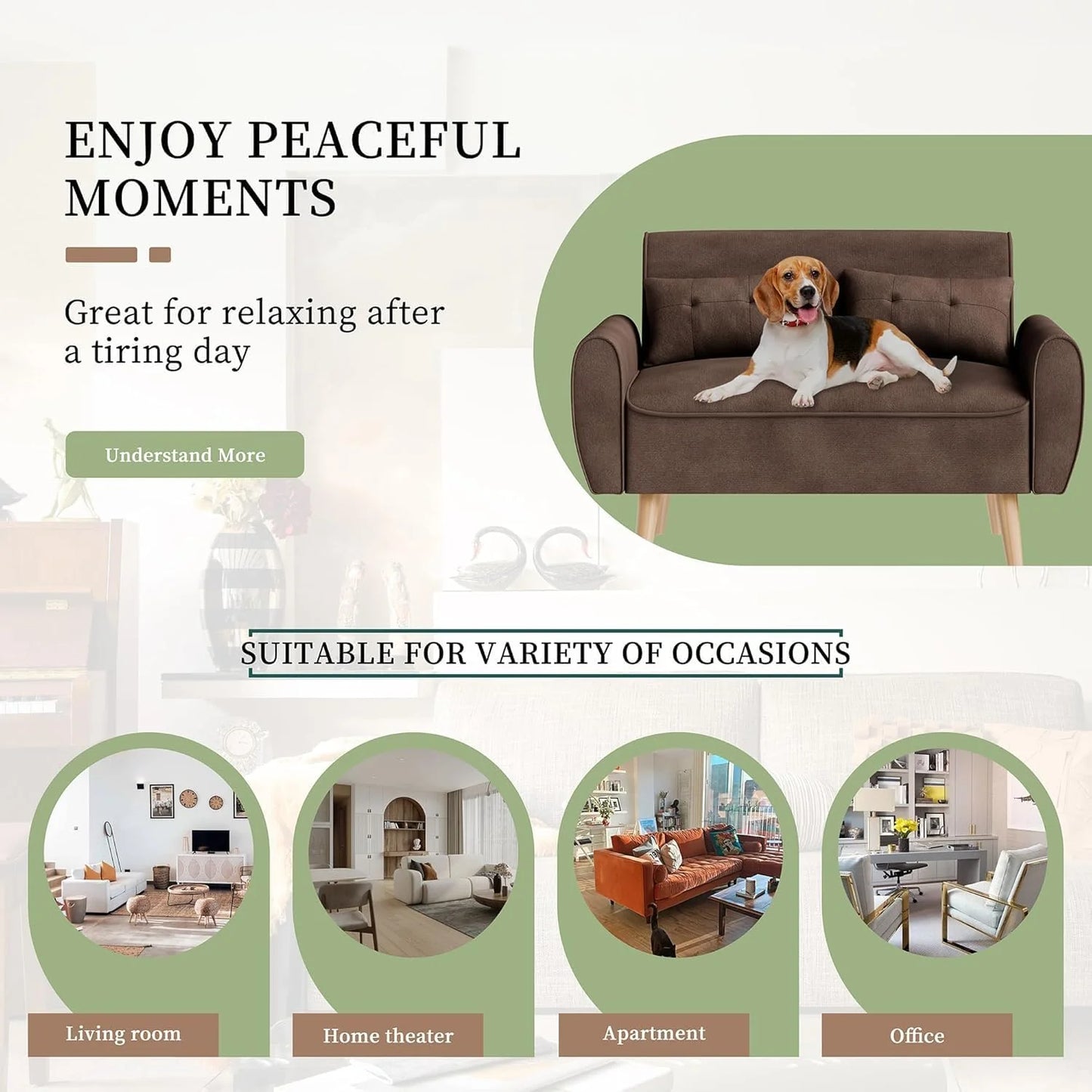 47" Small Modern Loveseat Sofa