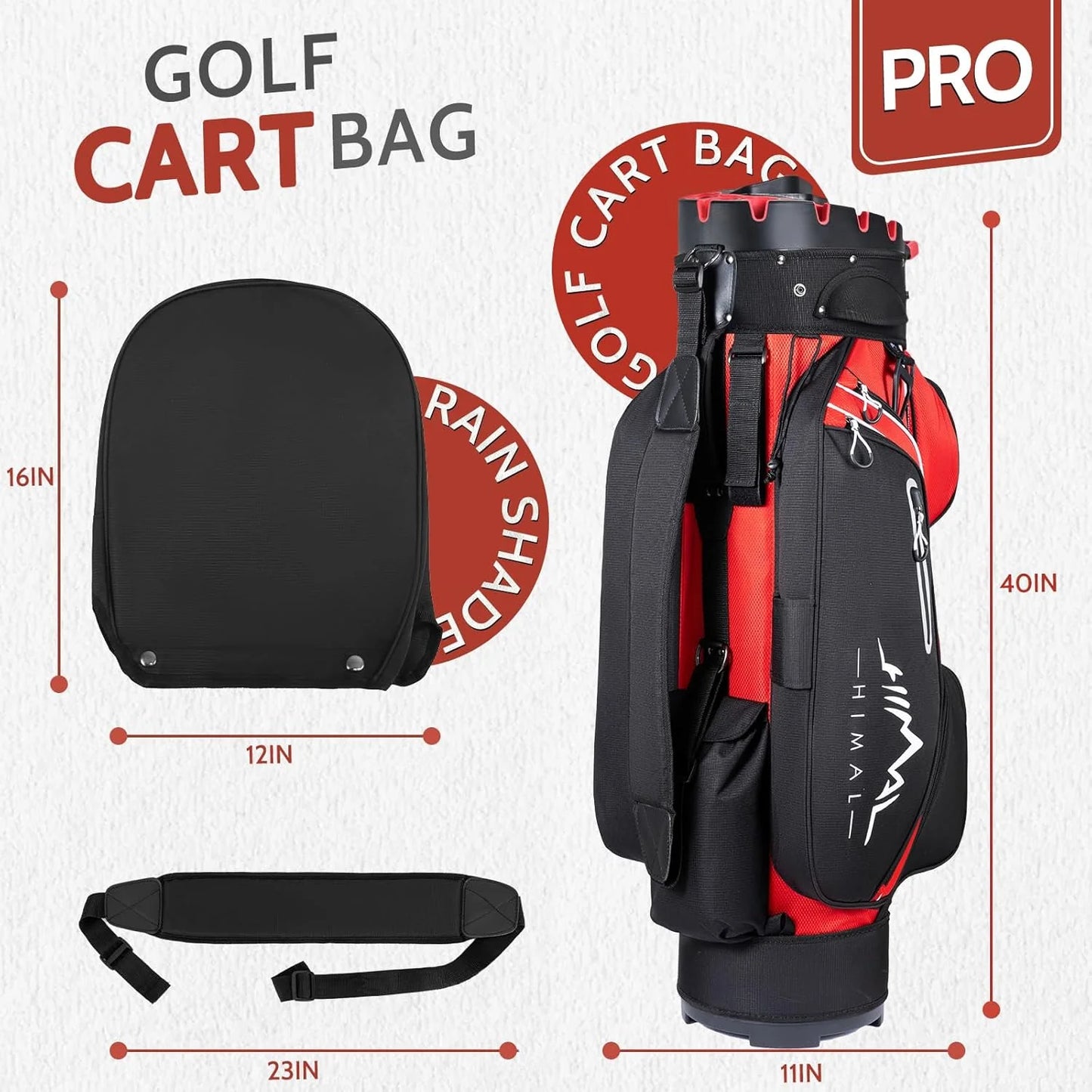 14-Way Golf Cart Bag Pro with Full Length Divider Top, Golf Bag for Men