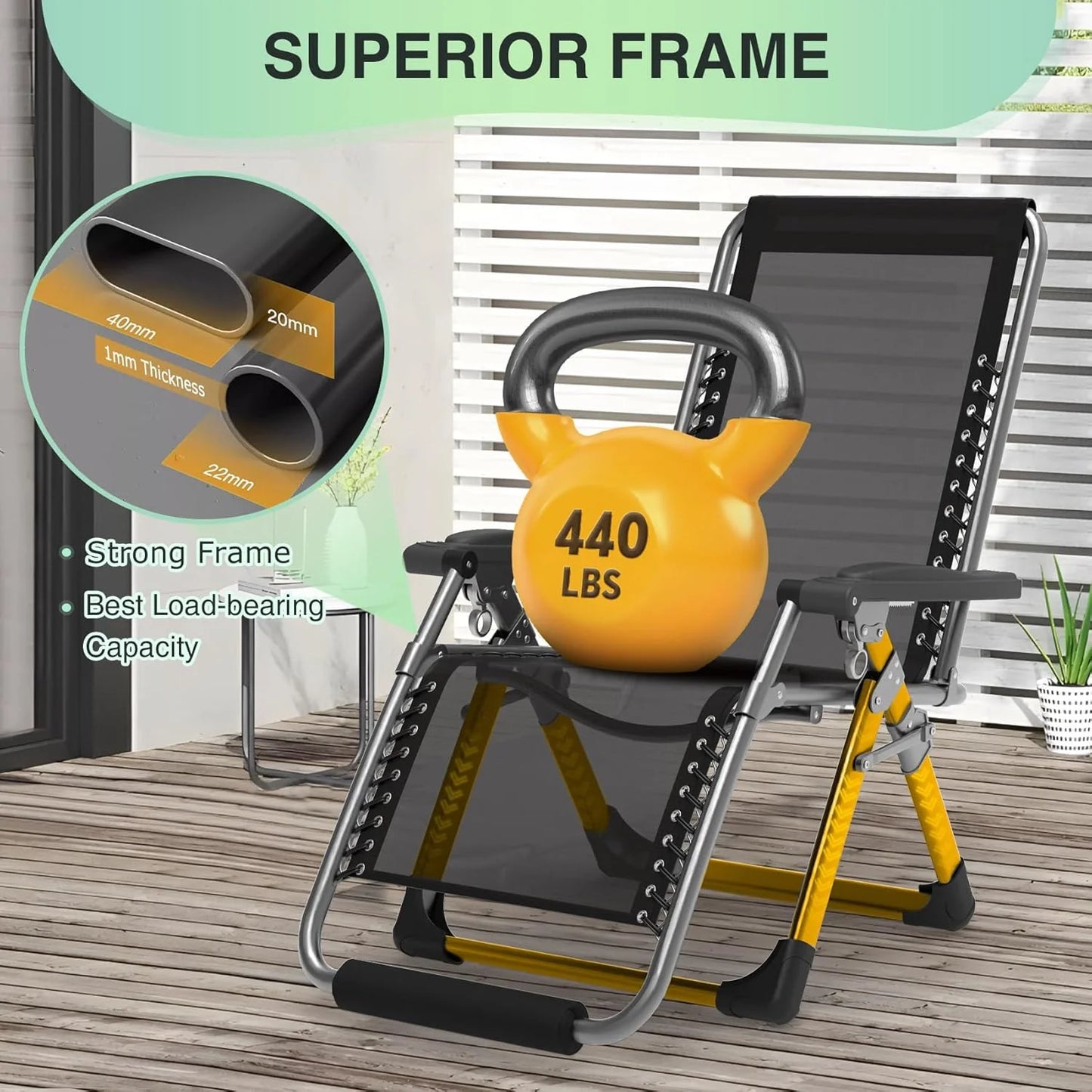 Indoor and outdoor patio chair folding lounge chair zero gravity chair with removable cushion camping lounge chair