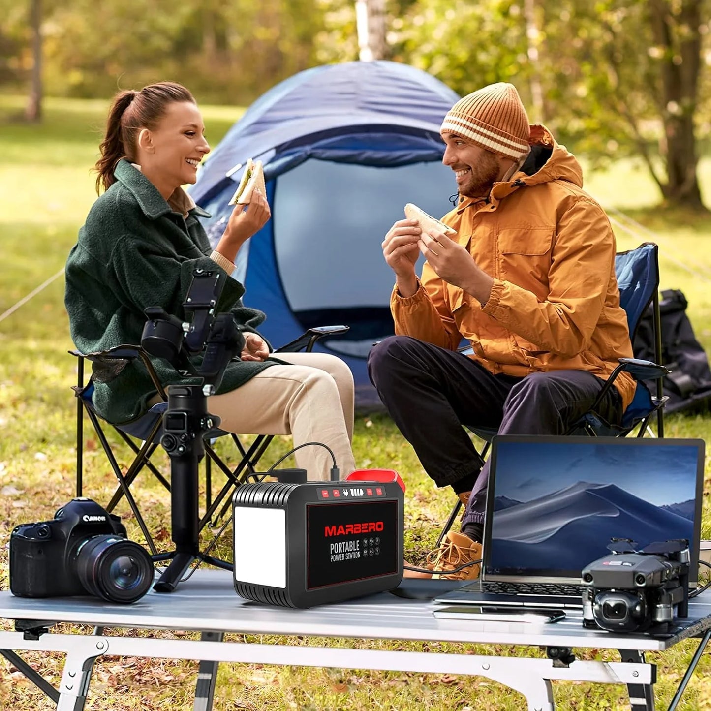 Portable Power Station 88Wh Camping Lithium Battery Solar Generator Fast Charging with AC Outlet 120W Peak Power Bank