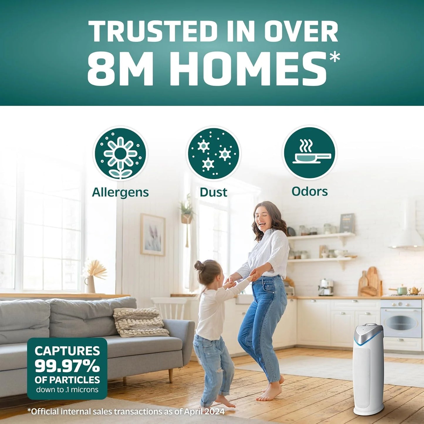 Home air purifier with HEPA pure filter