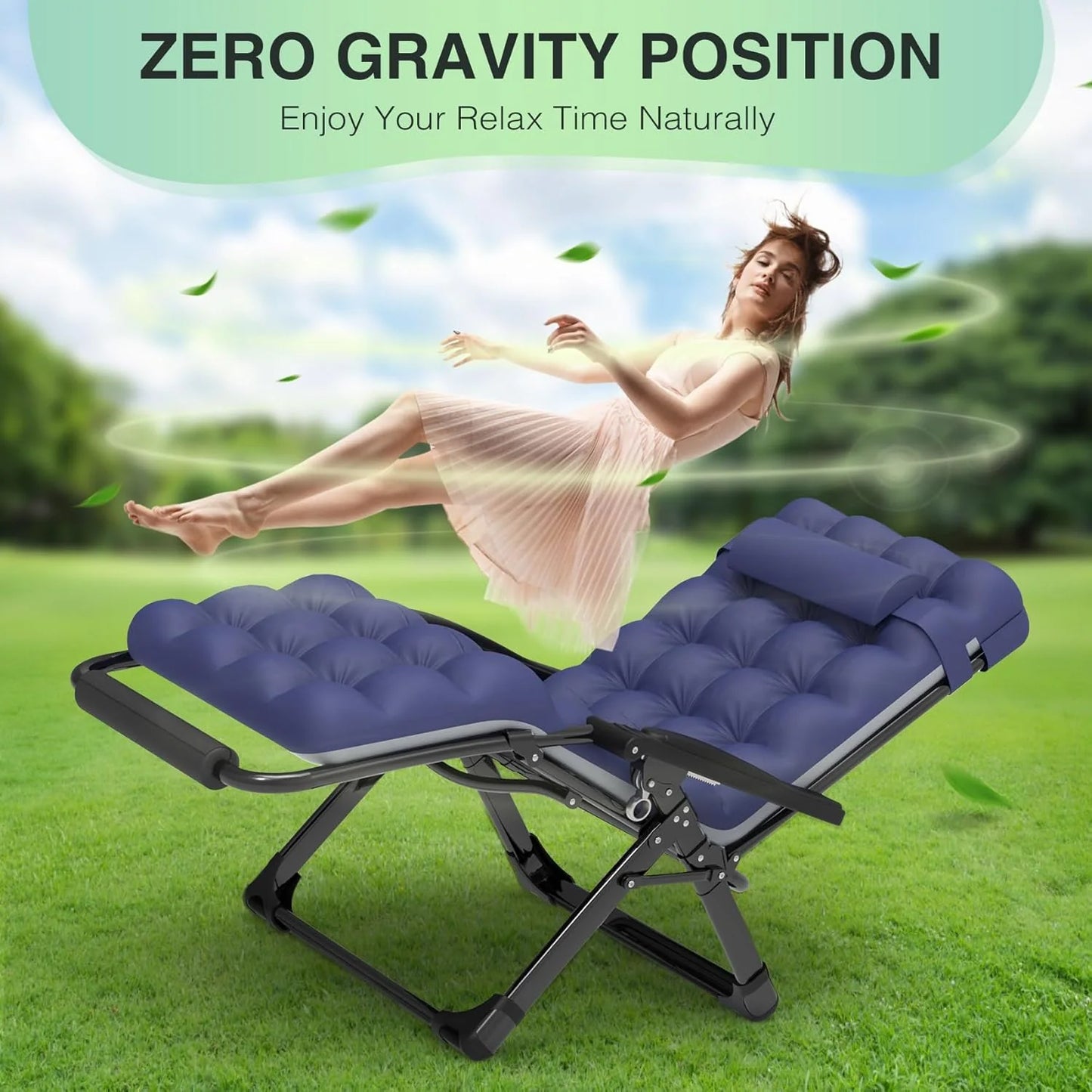 Indoor and outdoor patio chair folding lounge chair zero gravity chair with removable cushion camping lounge chair