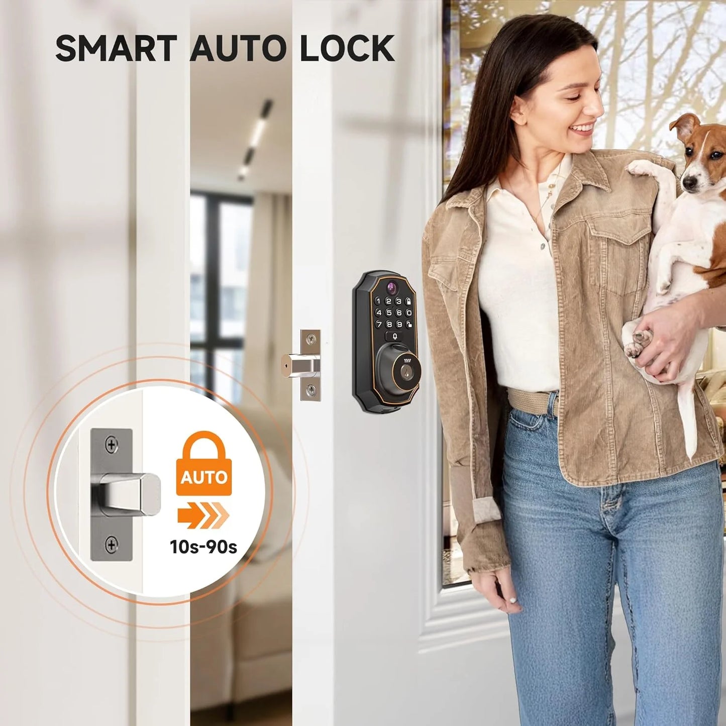 Keyless Entry Door Lock with Camera Fingerprint Smart Door Lock with App Remote Control