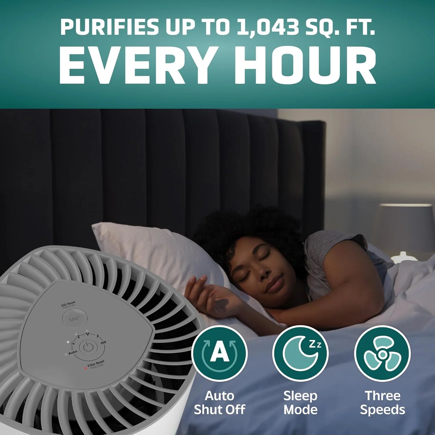 Air Purifier for Home, for Wildfire Smoke, Pets, Pollen, Odor, Large Rooms Up To 1043 Sq. Ft