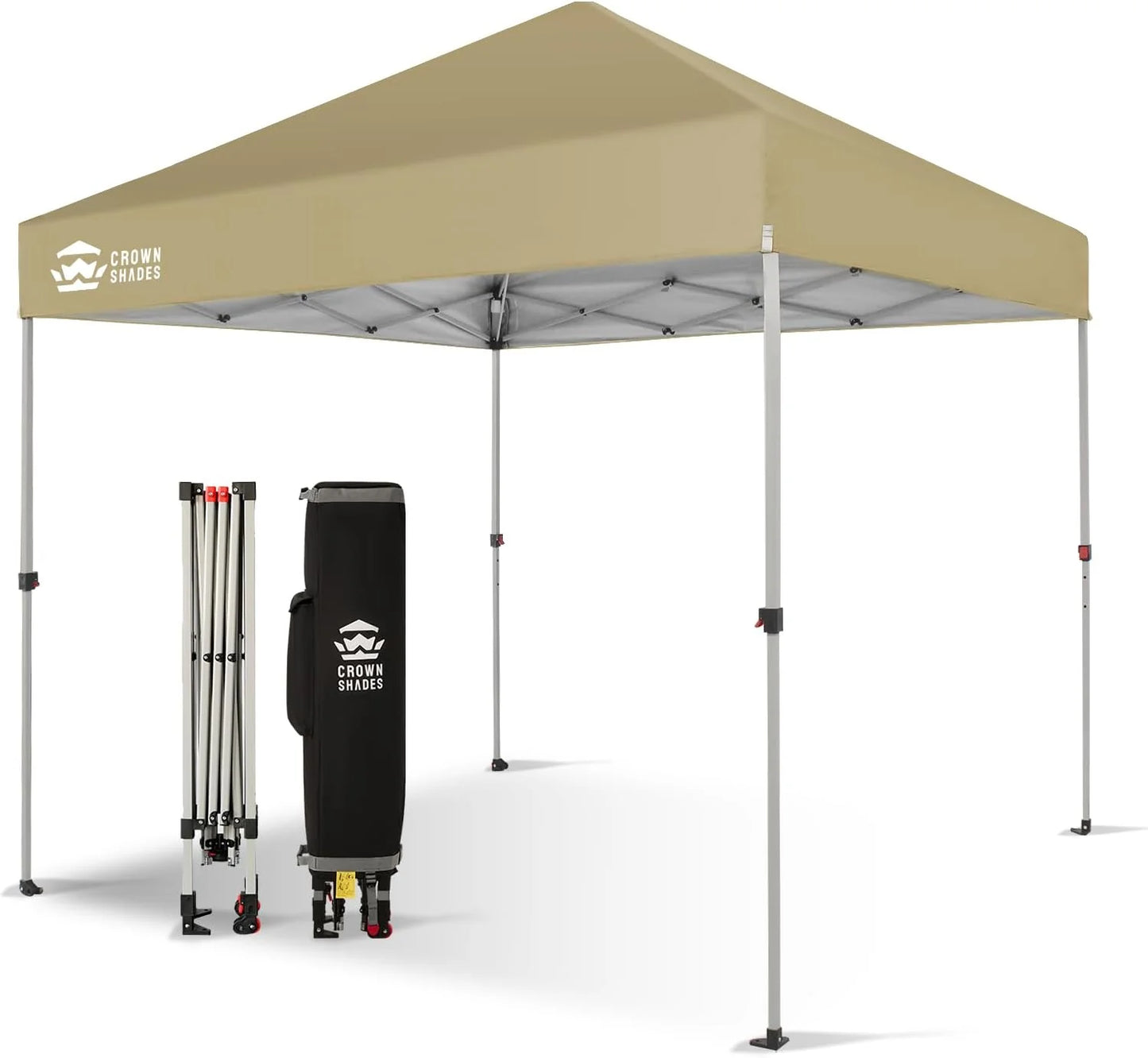 10x10 Pop-Up Awning - One-Click Installation Beach Tent - Outdoor Sunshade Silver Coated Top, 3 Heights and 4 Sand Pockets