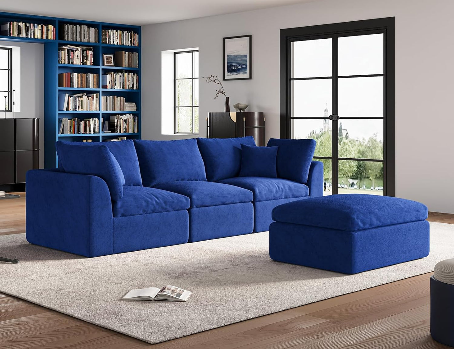 110 inch cloud sectional sofa for living room, convertible L-shaped sofa 3 seater sectional sofa