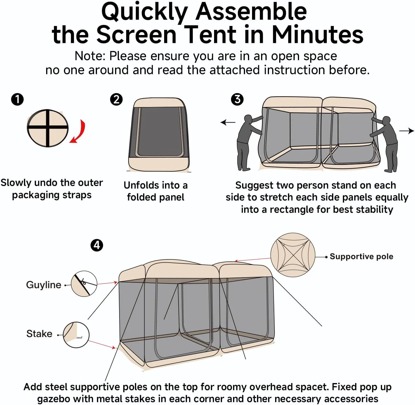 Pop Up Screen House Gazebo Tent with Mosquito Netting Sides