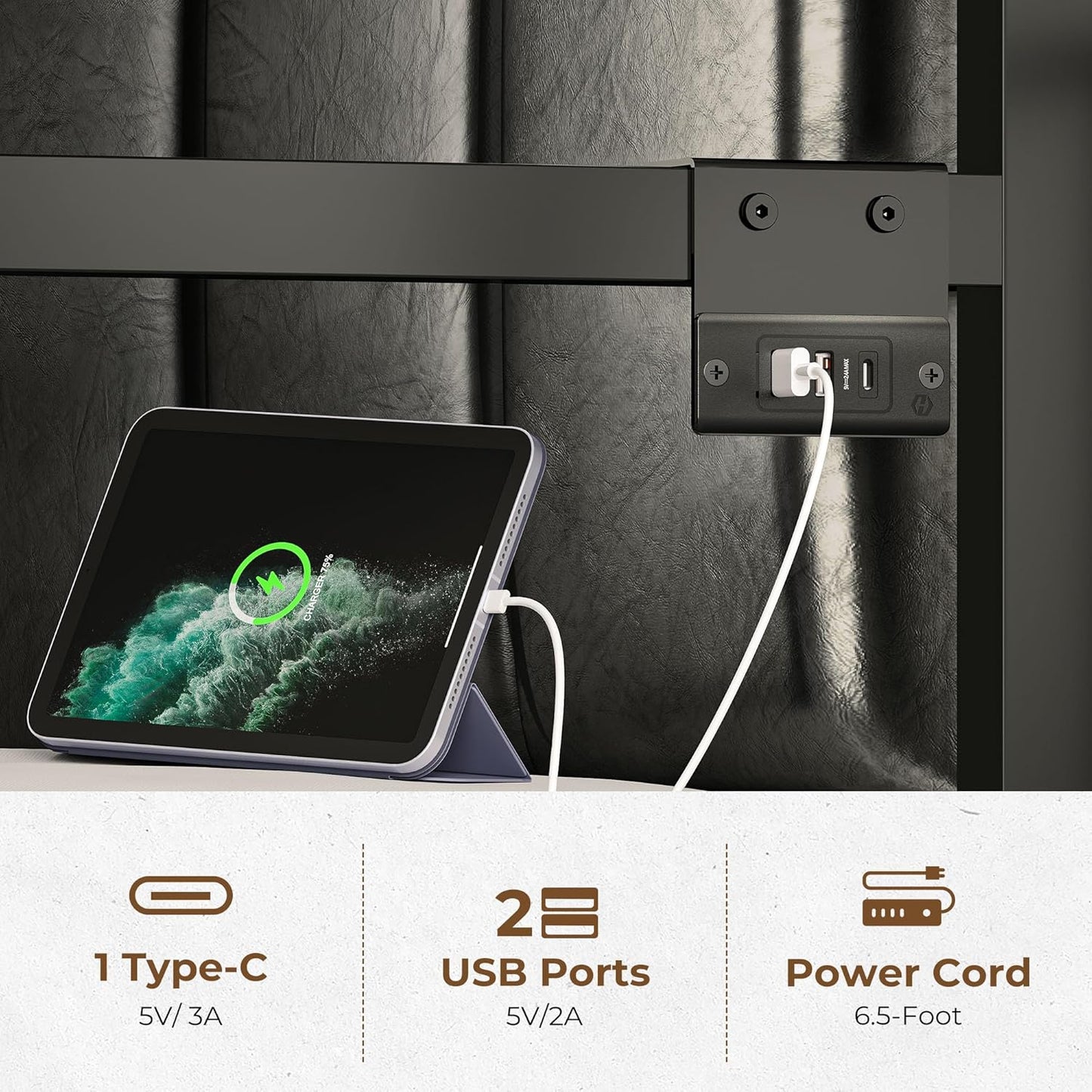 Rolanstar Daybed with Charging Station and LED Lights, Height Adjustable Twin Daybed with Trundle, Metal Sofa Bed Frame with Steel Slat Support