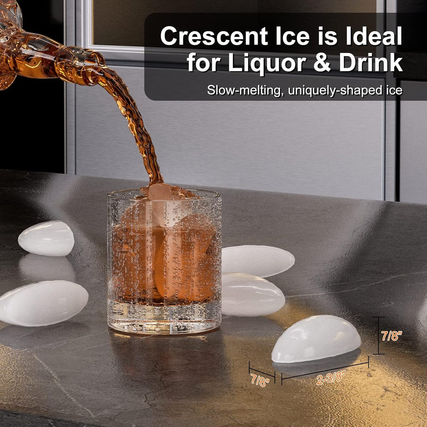 COTLIN 15" W Drainless Under Counter Ice Maker with 22LBS Storage Bin, Crescent Ice, Free Standing Built-in Ice Maker for Residential Commercial Use, No Drain Required, ETL Approved, 2025 Upgraded