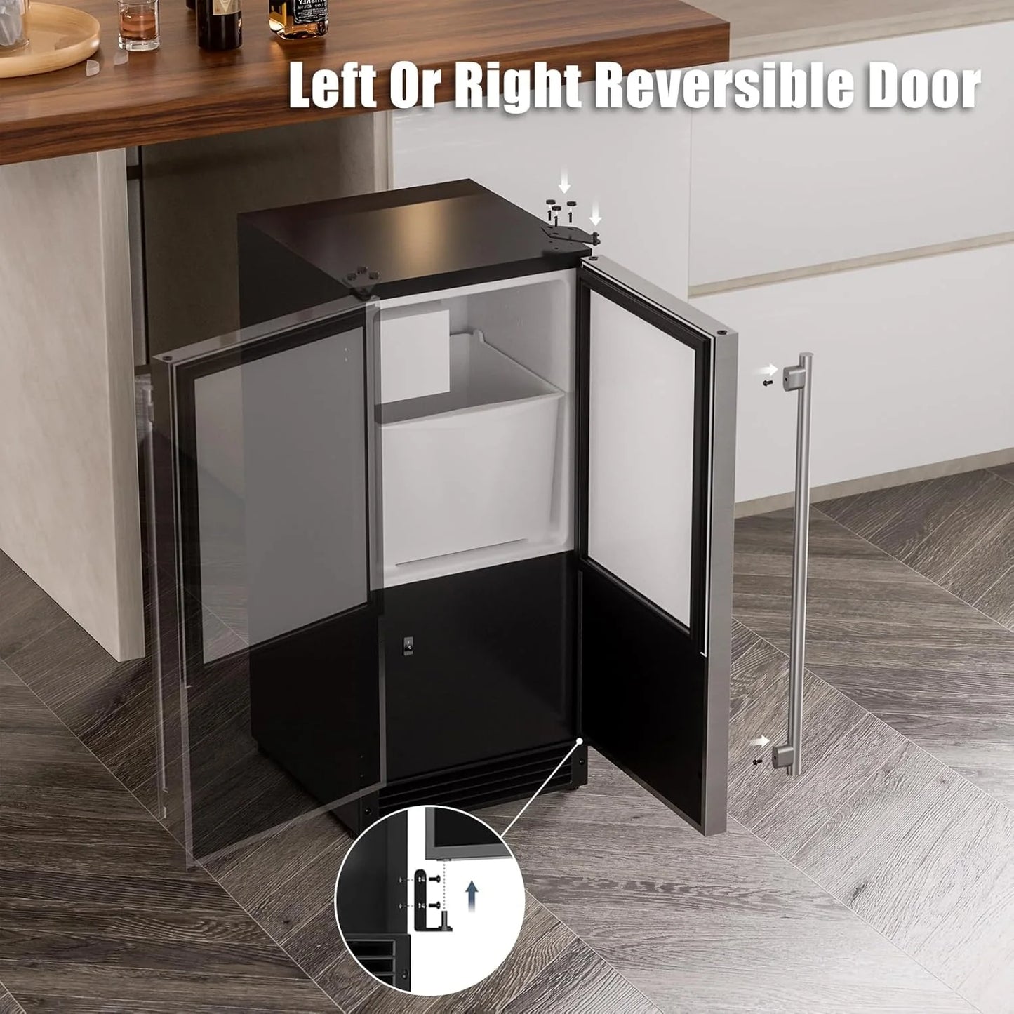 COTLIN 15" W Drainless Under Counter Ice Maker with 22LBS Storage Bin, Crescent Ice, Free Standing Built-in Ice Maker for Residential Commercial Use, No Drain Required, ETL Approved, 2025 Upgraded