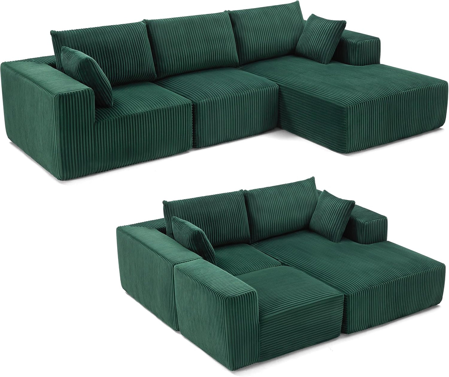 108-inch modular sofa, cloud modular sofa, with deep seat and reclining chair, upholstered sofa