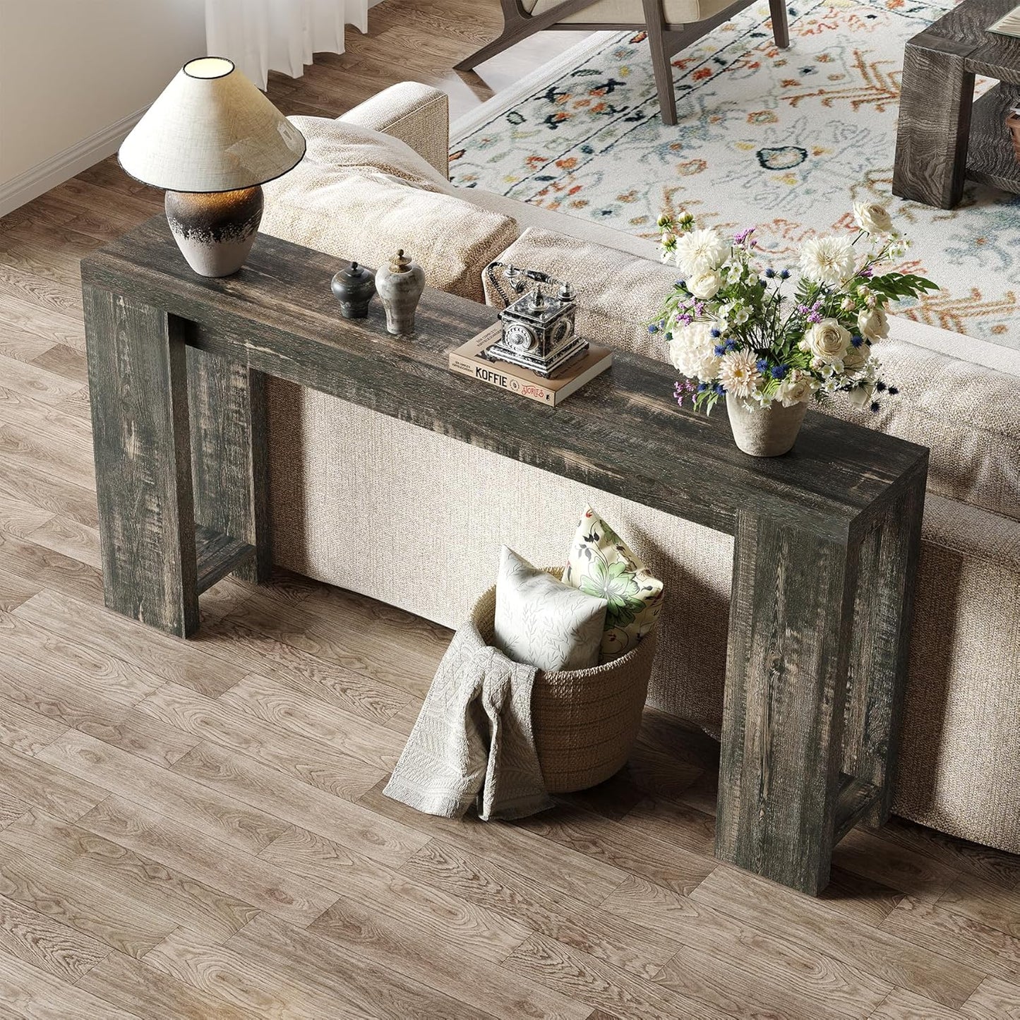 70.9-Inch Long Console Table Narrow Sofa Table Behind The Couch