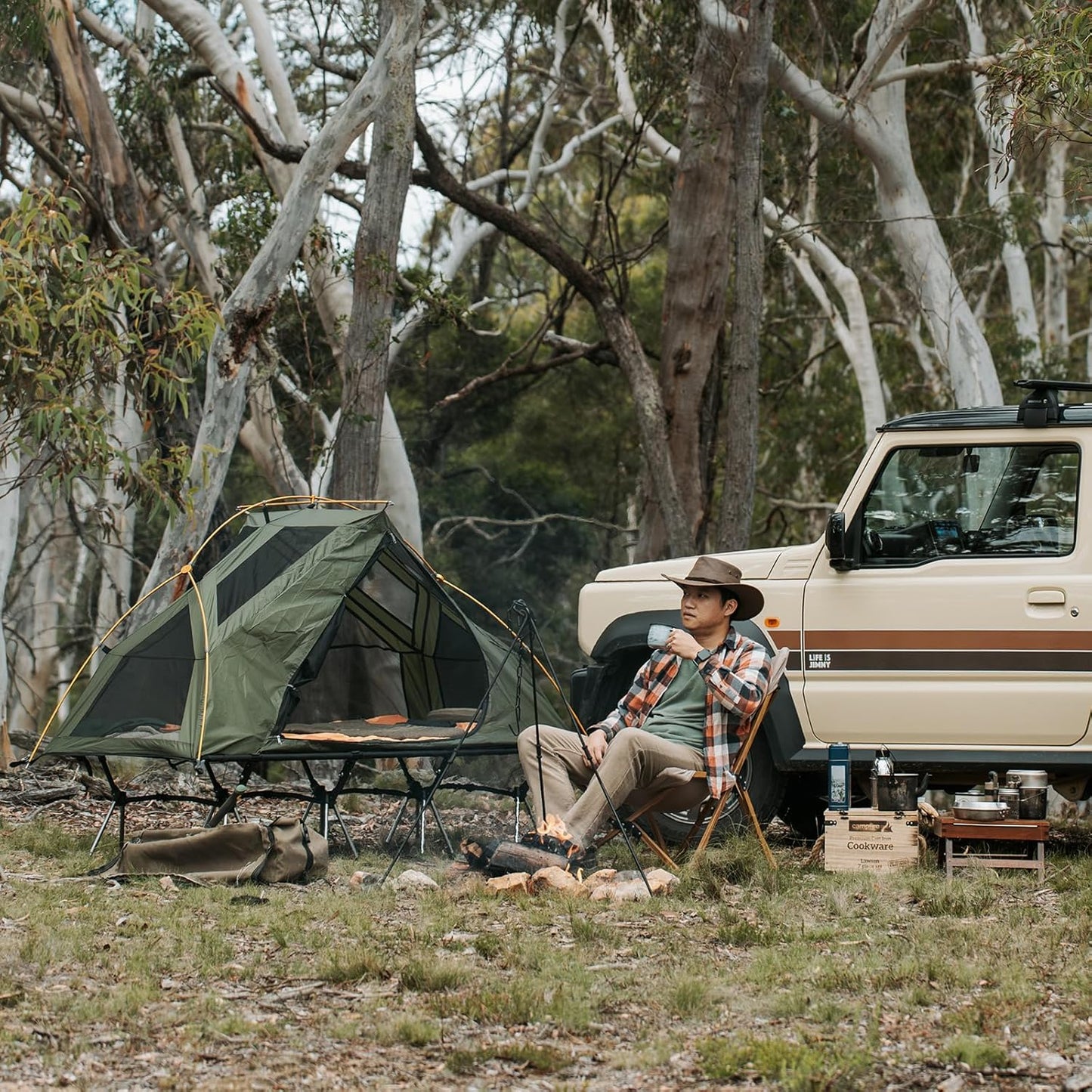 Camping Cot Tent - Waterproof 1-Person Off-Ground Combo Cot Bed for Adults Portable Easy Set-up Tent