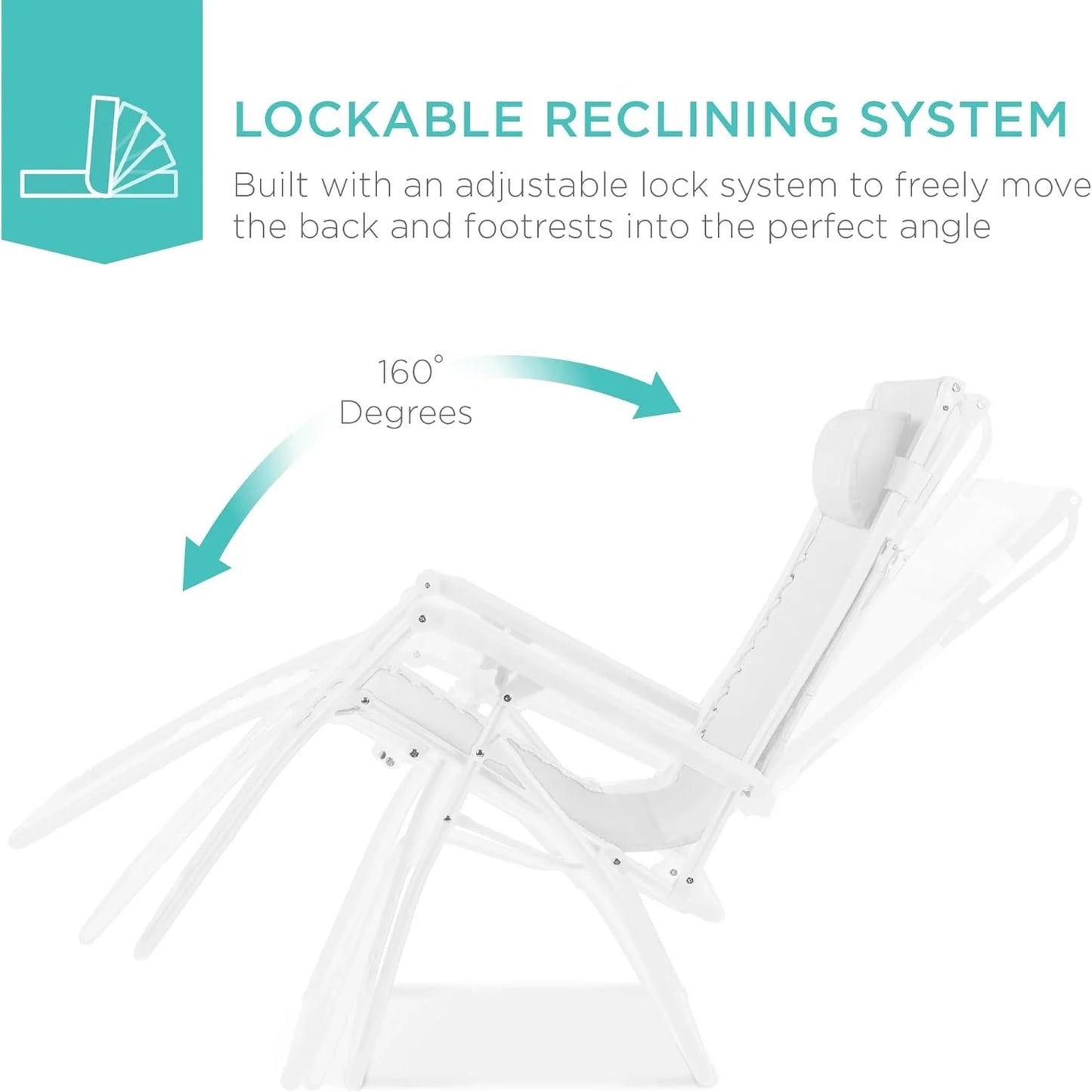 Best Choice Products Folding Zero Gravity Outdoor Recliner Patio Lounge Chair w/Adjustable Canopy Shade, Headrest, Side Accessory Tray, Textilene Mesh - Peacock Blue