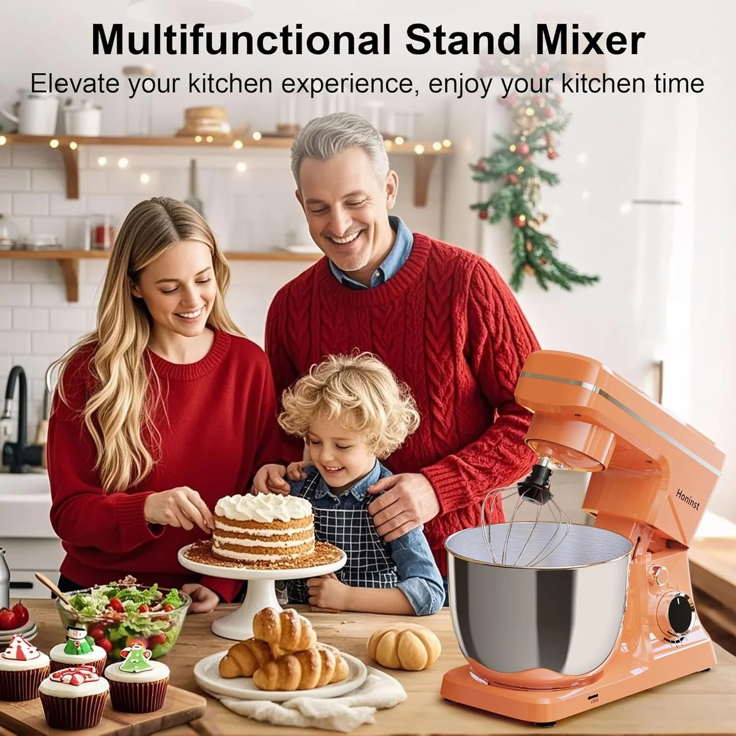 10-Speed Stand Mixer with 8-in-1 Splash Guard, Tilt Head, 6-Quart Stainless Steel Bowl + Dishwasher-Safe Dough Hook/Whisk/Blender/Scraper