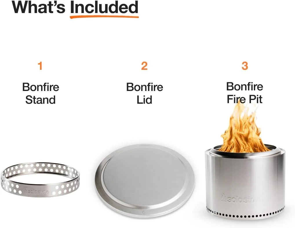 Solo Stove Bonfire 2.0 with Stand, 19.5 Inch Smokeless Fire Pit with Removable Ash Pan - Portable Outdoor Fire Pit - Stainless Steel Wood Burning Fireplace, Ideal for 4-6 People, 21.75 lbs