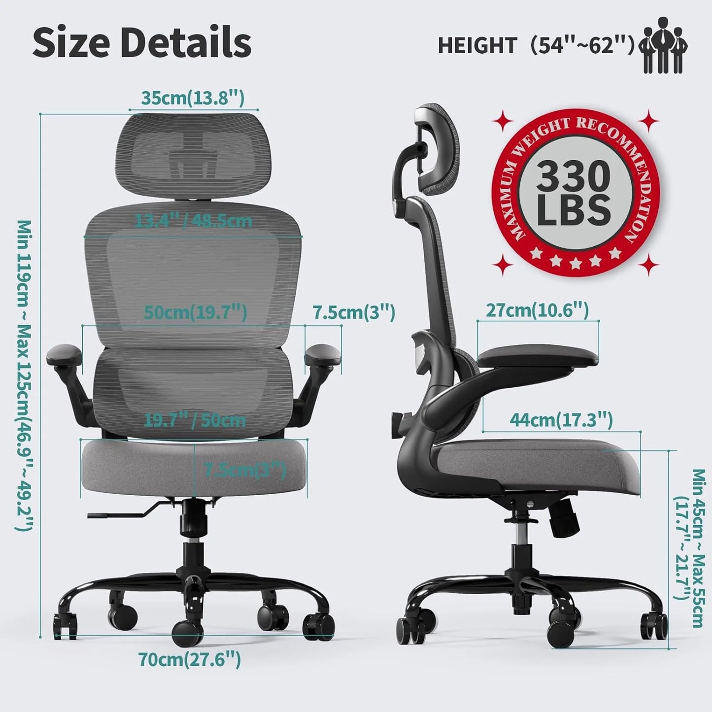 TRALT Office Chair Ergonomic Desk Chair 330 lbs Home Gaming Chair with Wheels