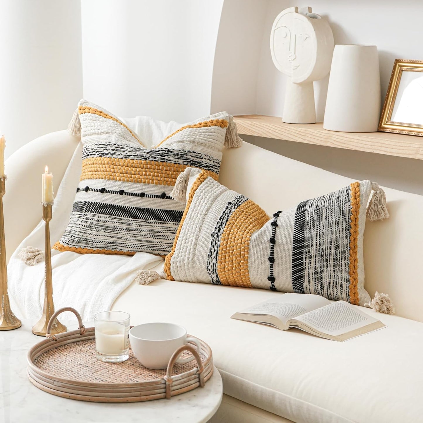 Blue Boho Decorative Throw Pillow Cover 20x20