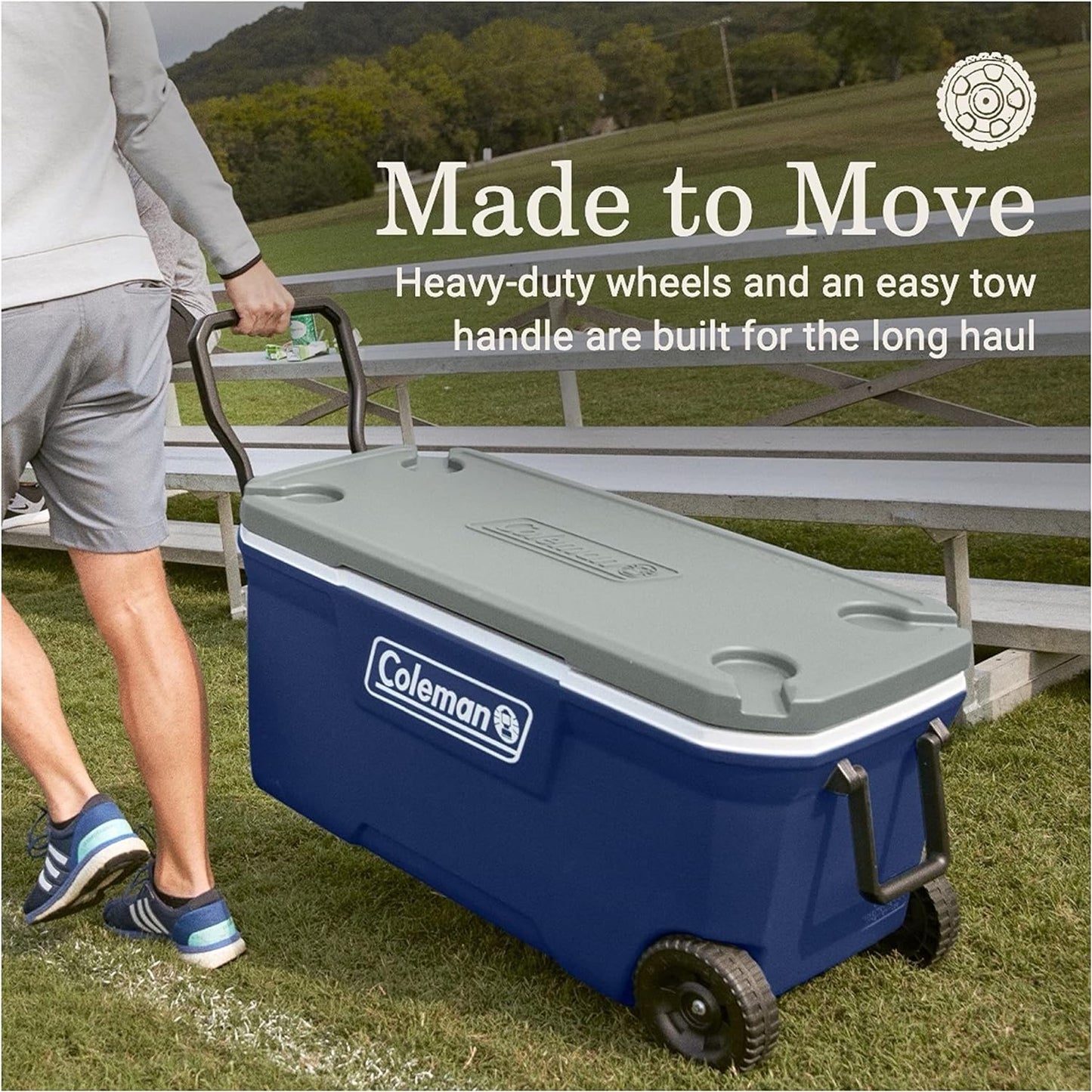 Coleman Insulated Portable Rolling Cooler with Wheels, Leak-Proof Outdoor Hard Cooler, Keeps Ice for Up to 5 Days, 100 Quart