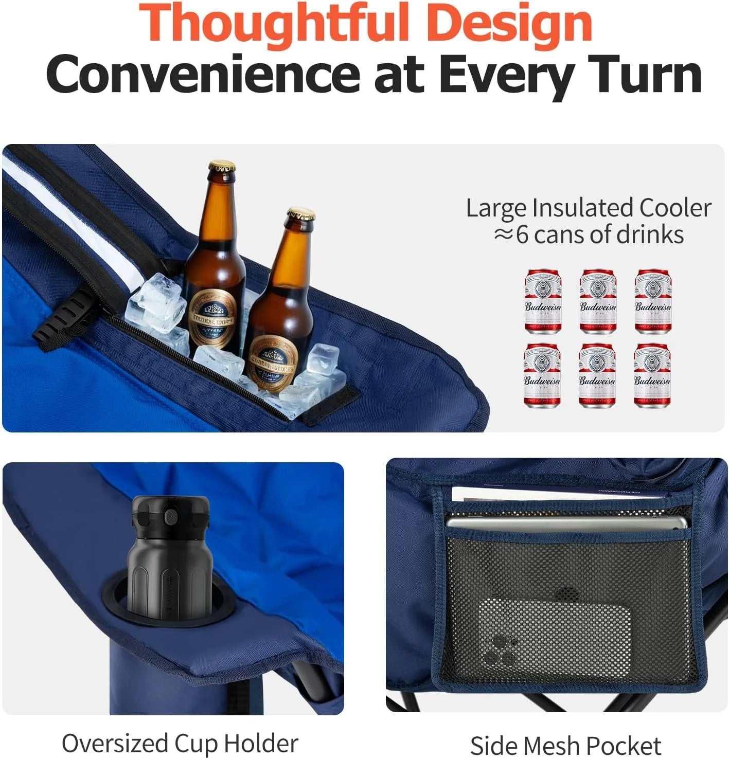 Extra Large Double Camping Chair - 2 Person Comfortable Sofa Chair Adult Loveseat - Heavy Duty Lawn Chair